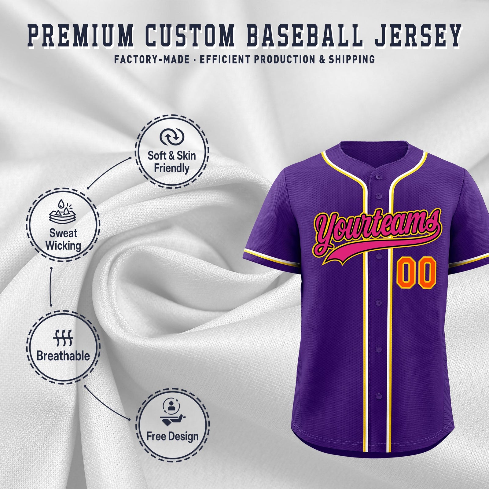 Custom Purple Classic Style Stitched Sports Uniform Personalized For Teams Quick Dry Baseball Jersey| KXKSHOP