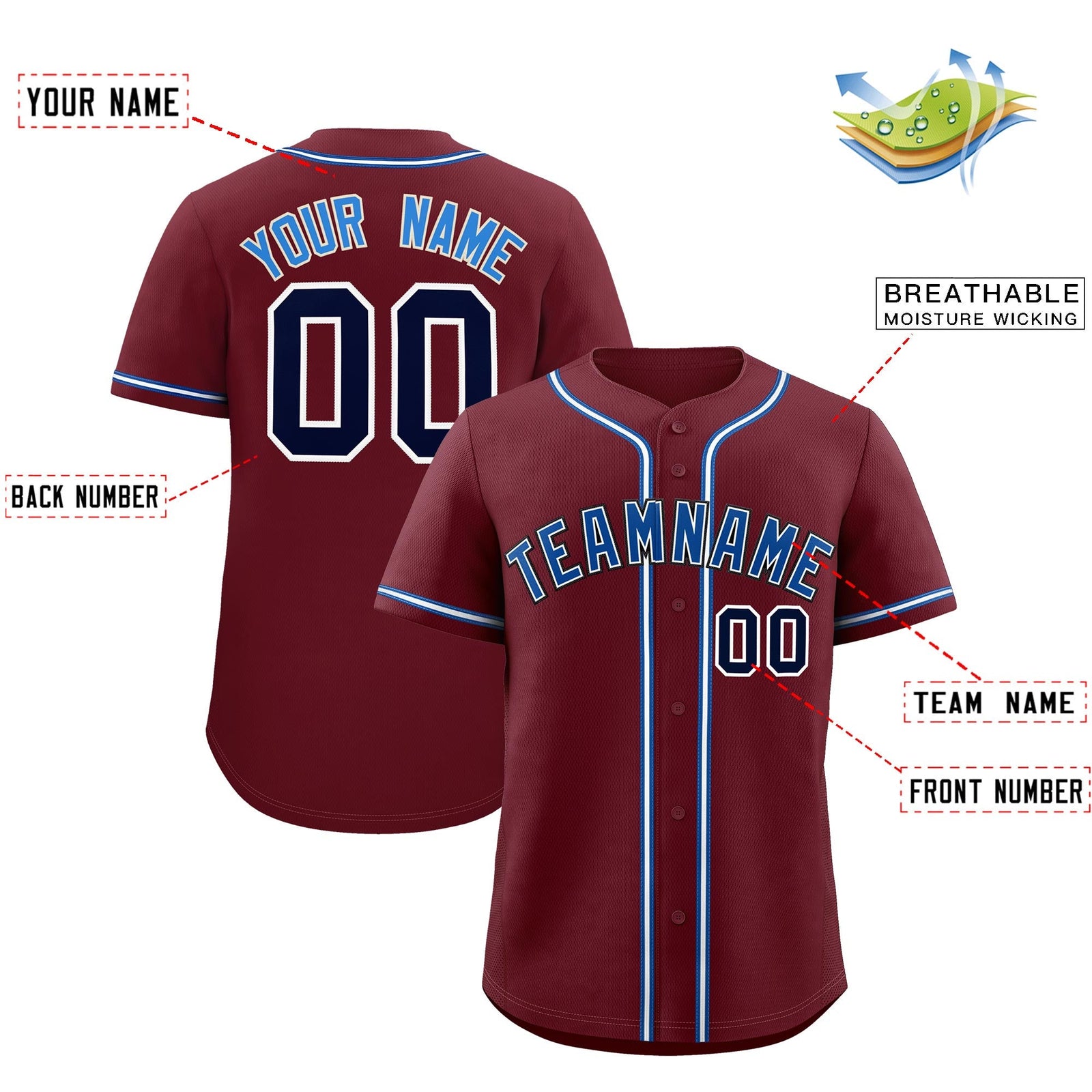 Custom Maroon Classic Style Stitched Sports Uniform Personalized For Teams Lightweight Baseball Jersey| KXKSHOP