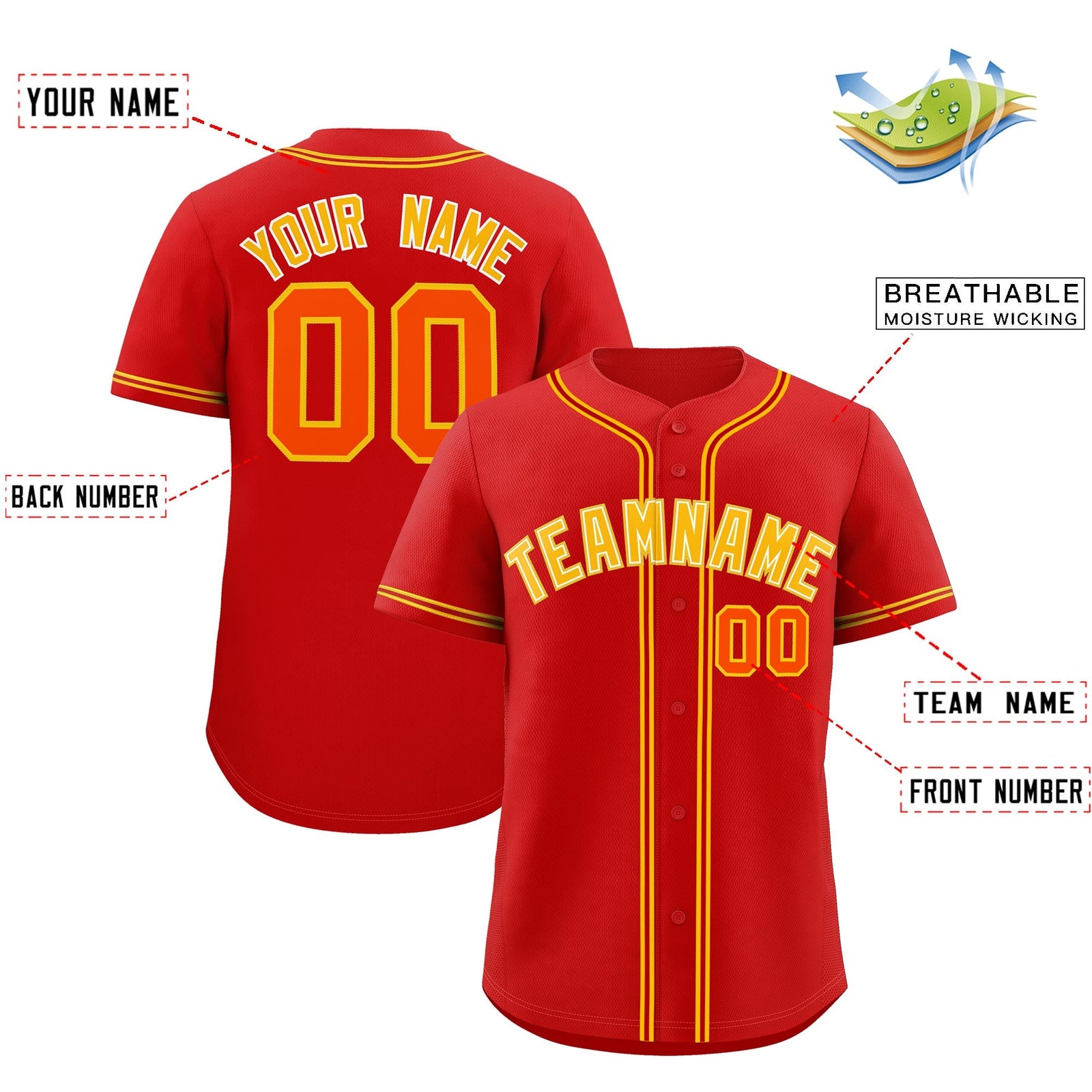 Custom Red Classic Style Stitched Sports Uniform Personalized For Teams Lightweight Baseball Jersey| KXKSHOP