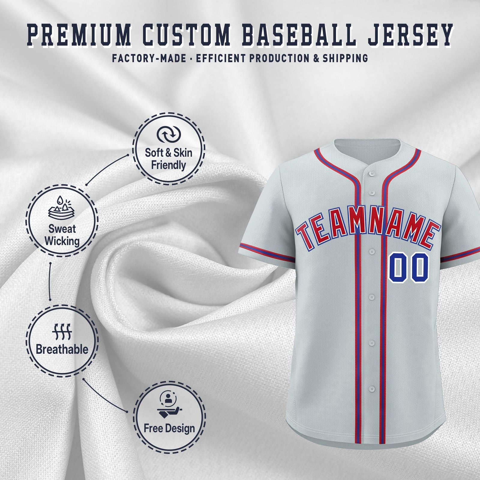 Custom Silver Classic Style Stitched Sports Uniform Personalized For Teams Quick Dry Baseball Jersey| KXKSHOP
