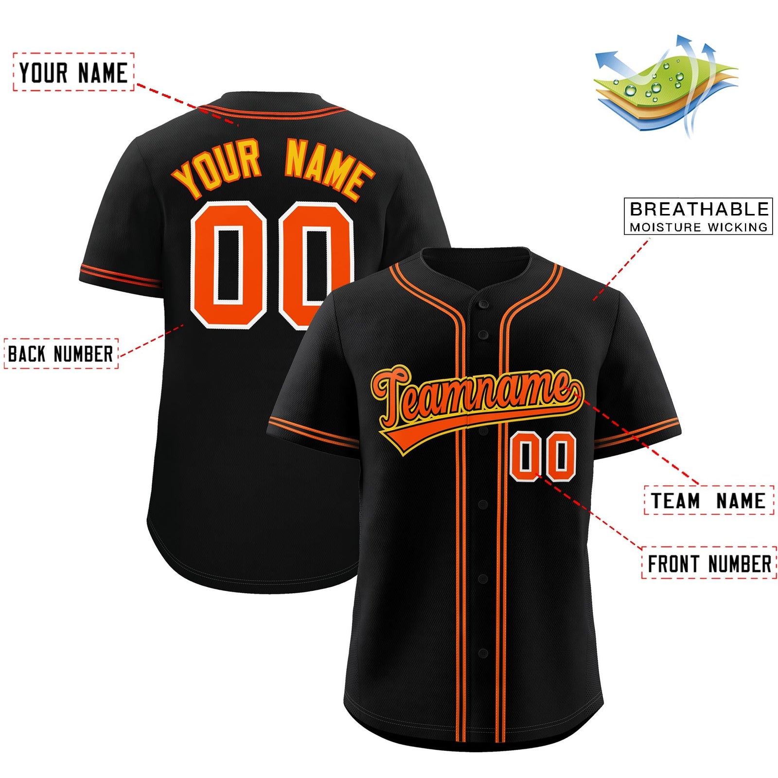 Custom Black Classic Style Stitched Sports Uniform Personalized For Teams Lightweight Baseball Jersey| KXKSHOP