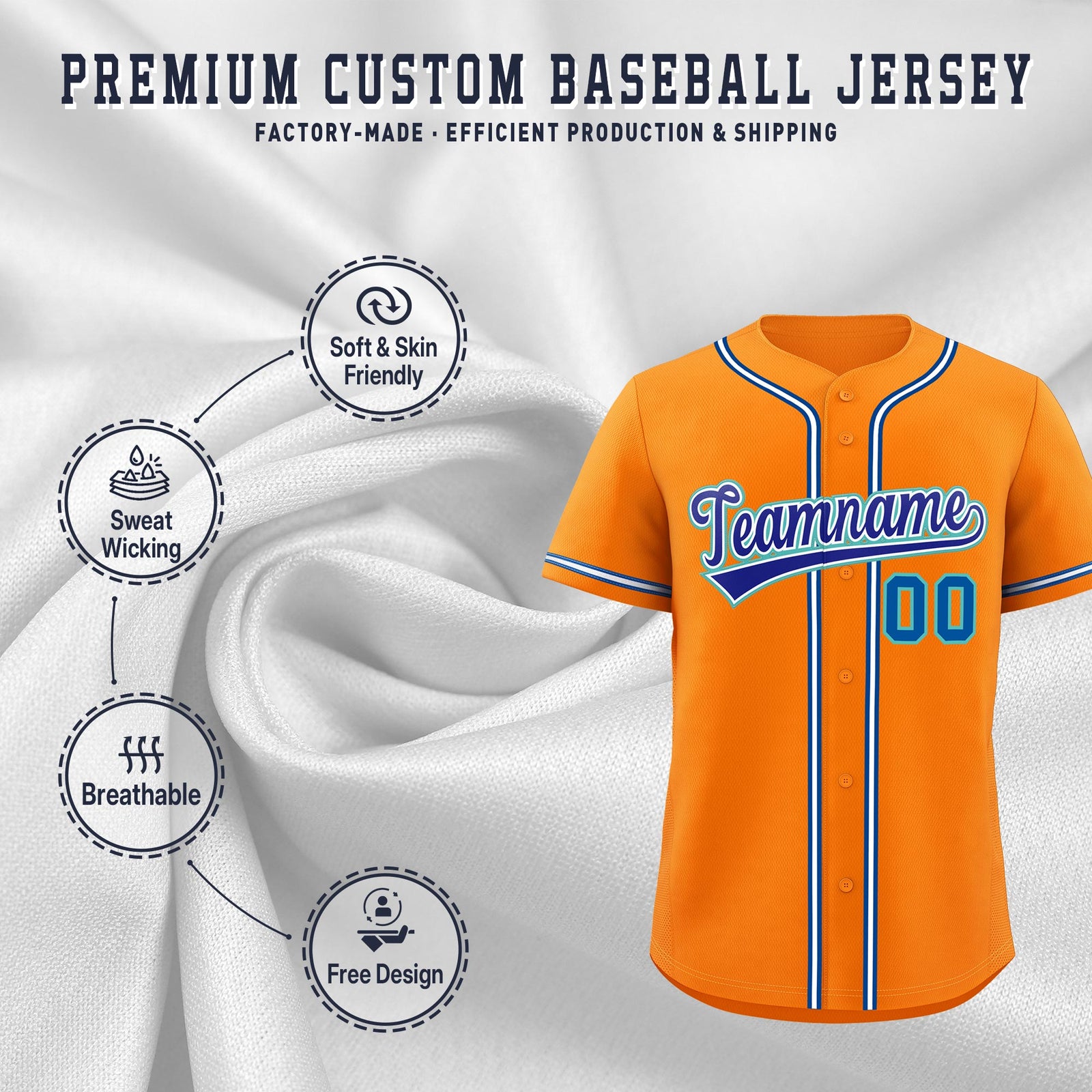 Custom Orange Classic Style Stitched Sports Uniform Personalized For Teams Quick Dry Baseball Jersey| KXKSHOP