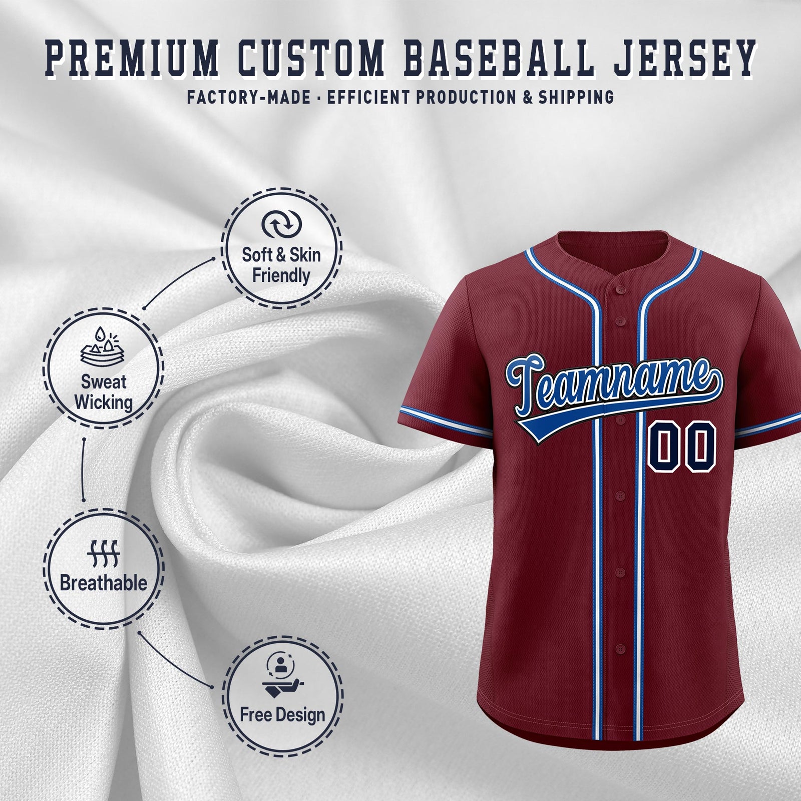 Custom Maroon Classic Style Stitched Sports Uniform Personalized For Teams Lightweight Baseball Jersey| KXKSHOP