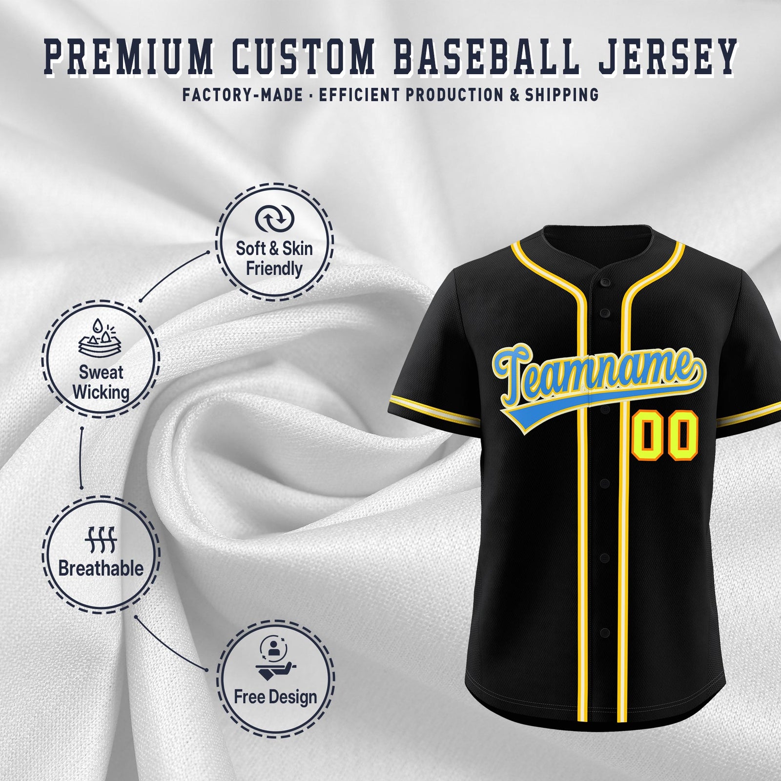 Custom Black Classic Style Stitched Sports Uniform Personalized For Teams Quick Dry Baseball Jersey| KXKSHOP