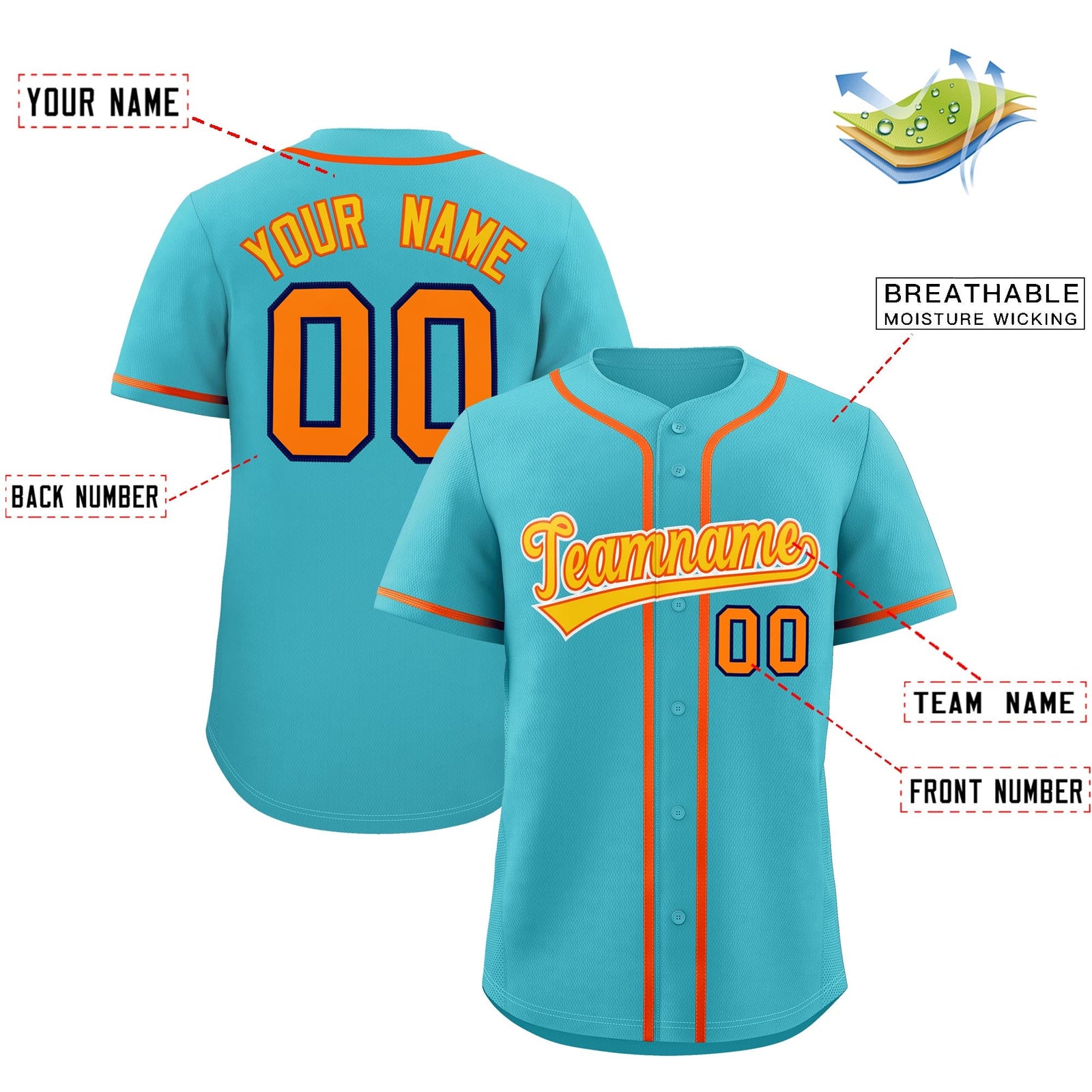 Custom Sky Blue Classic Style Stitched Sports Uniform Personalized For Teams Quick Dry Baseball Jersey| KXKSHOP