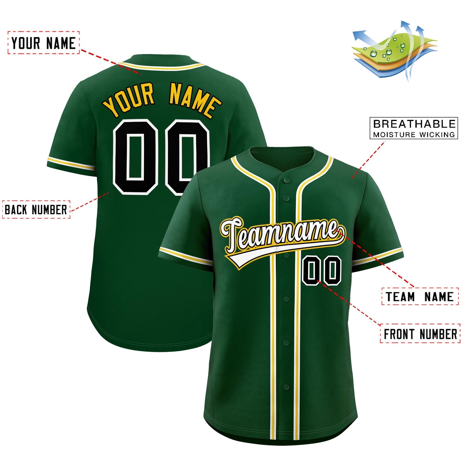 Custom Green Classic Style Stitched Sports Uniform Personalized For Teams Quick Dry Baseball Jersey| KXKSHOP