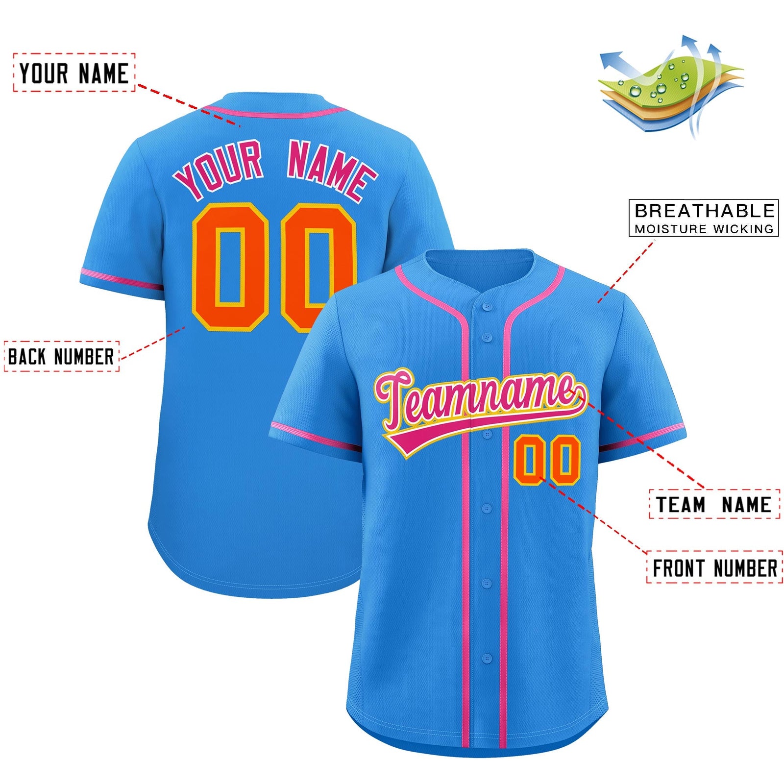 Custom Light Blue Classic Style Stitched Sports Uniform Personalized For Teams Lightweight Baseball Jersey| KXKSHOP