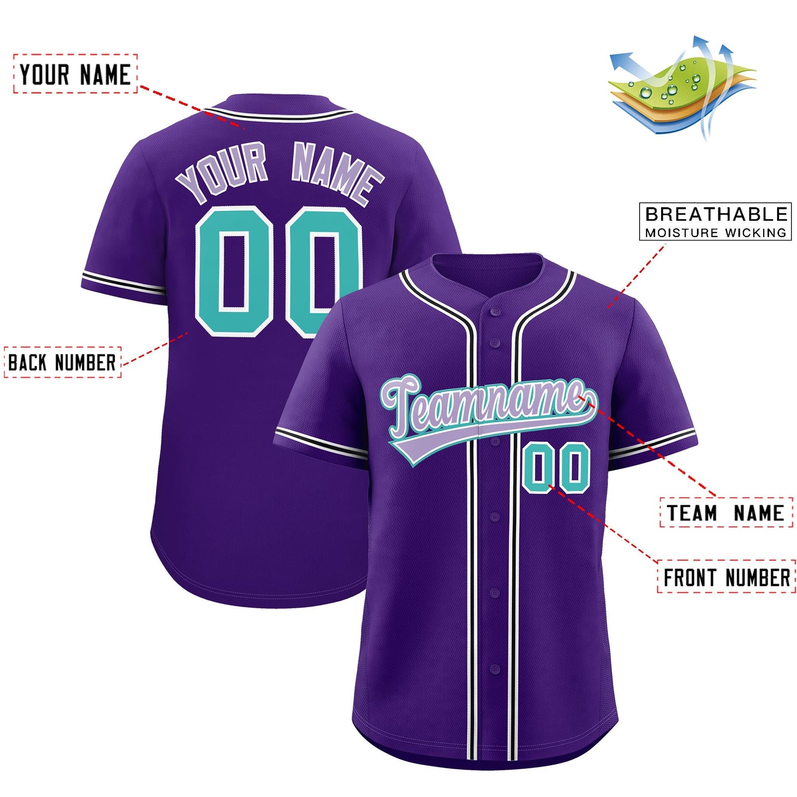 Custom Purple Classic Style Stitched Sports Uniform Personalized For Teams Lightweight Baseball Jersey| KXKSHOP