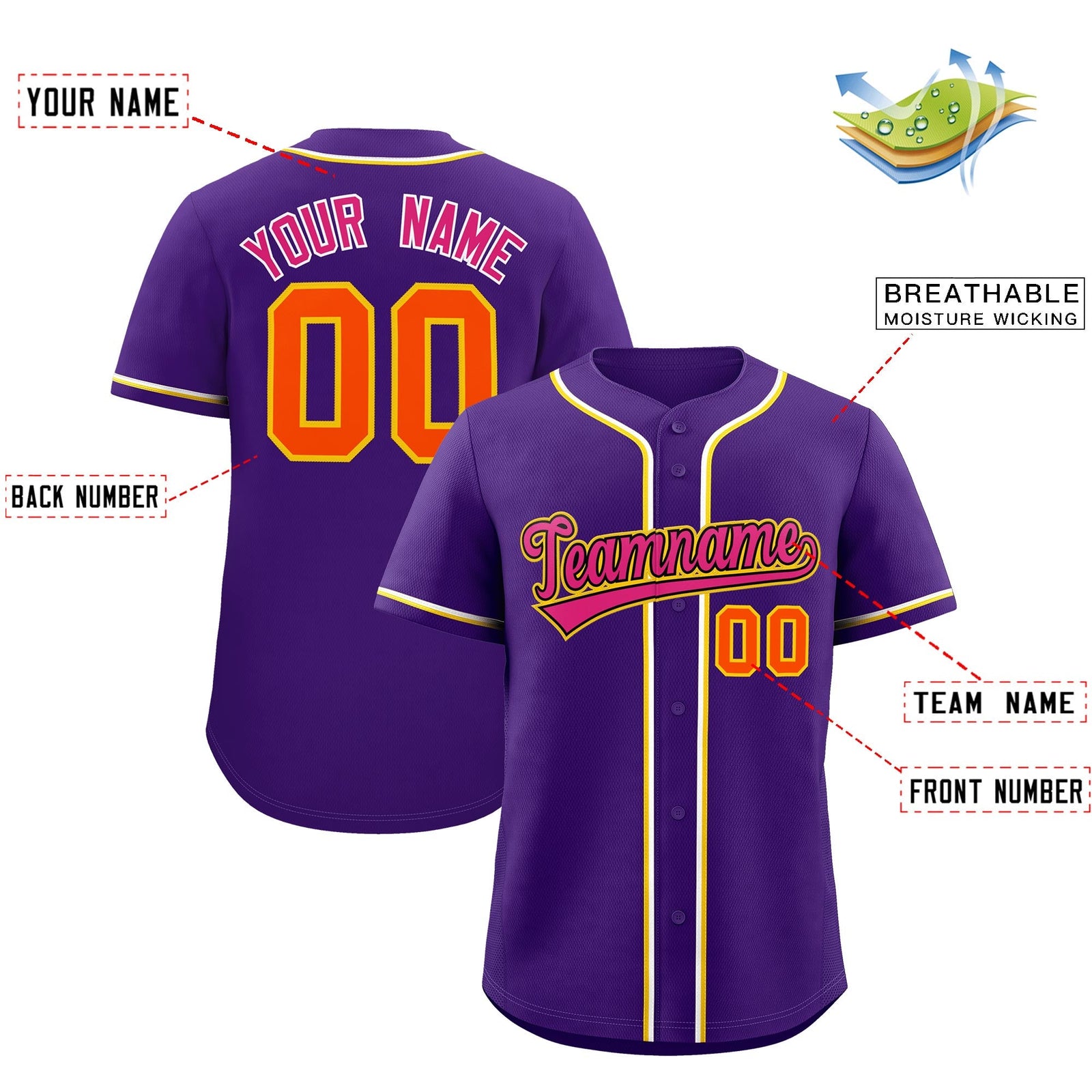 Custom Purple Classic Style Stitched Sports Uniform Personalized For Teams Quick Dry Baseball Jersey| KXKSHOP