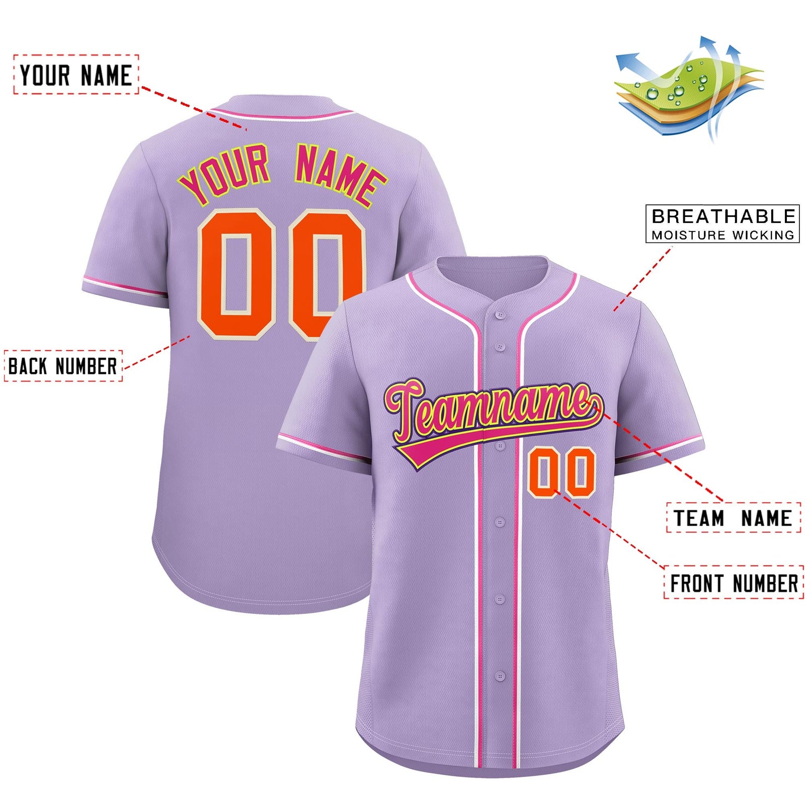 Custom Light Purple Classic Style Stitched Sports Uniform Personalized For Teams Lightweight Baseball Jersey| KXKSHOP