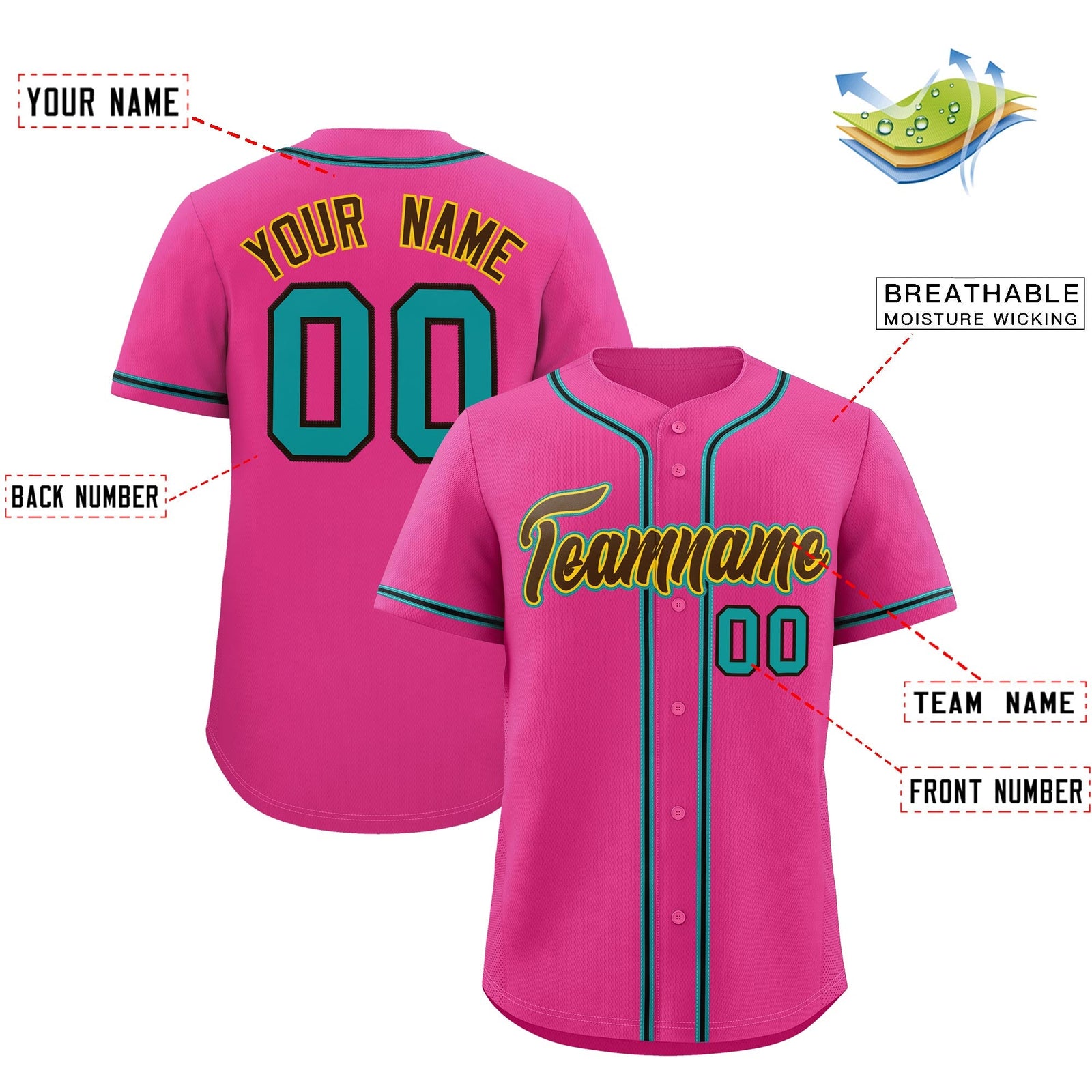 Custom Pink Classic Style Stitched Sports Uniform Personalized For Teams Lightweight Baseball Jersey| KXKSHOP