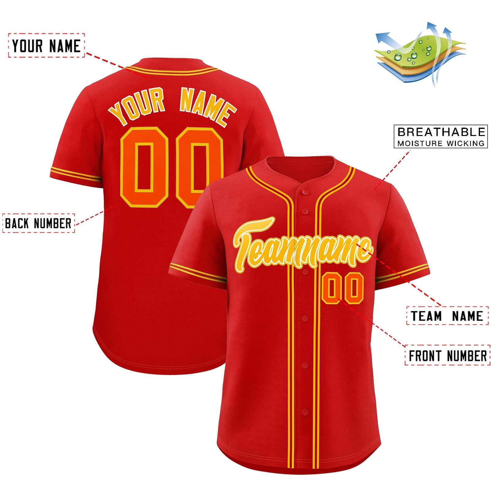 Custom Red Classic Style Stitched Sports Uniform Personalized For Teams Lightweight Baseball Jersey| KXKSHOP