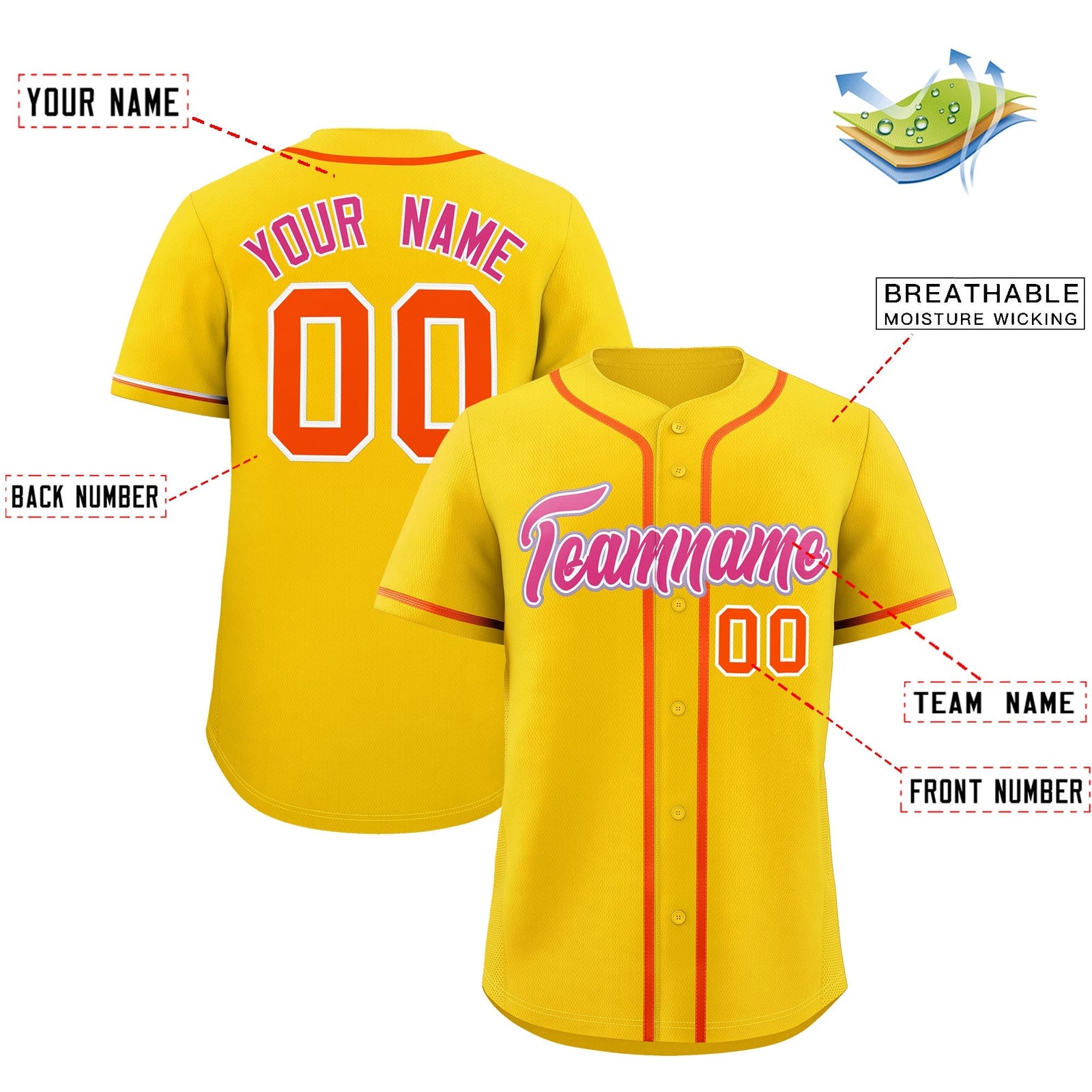 Custom Gold Classic Style Stitched Sports Uniform Personalized For Teams Quick Dry Baseball Jersey| KXKSHOP