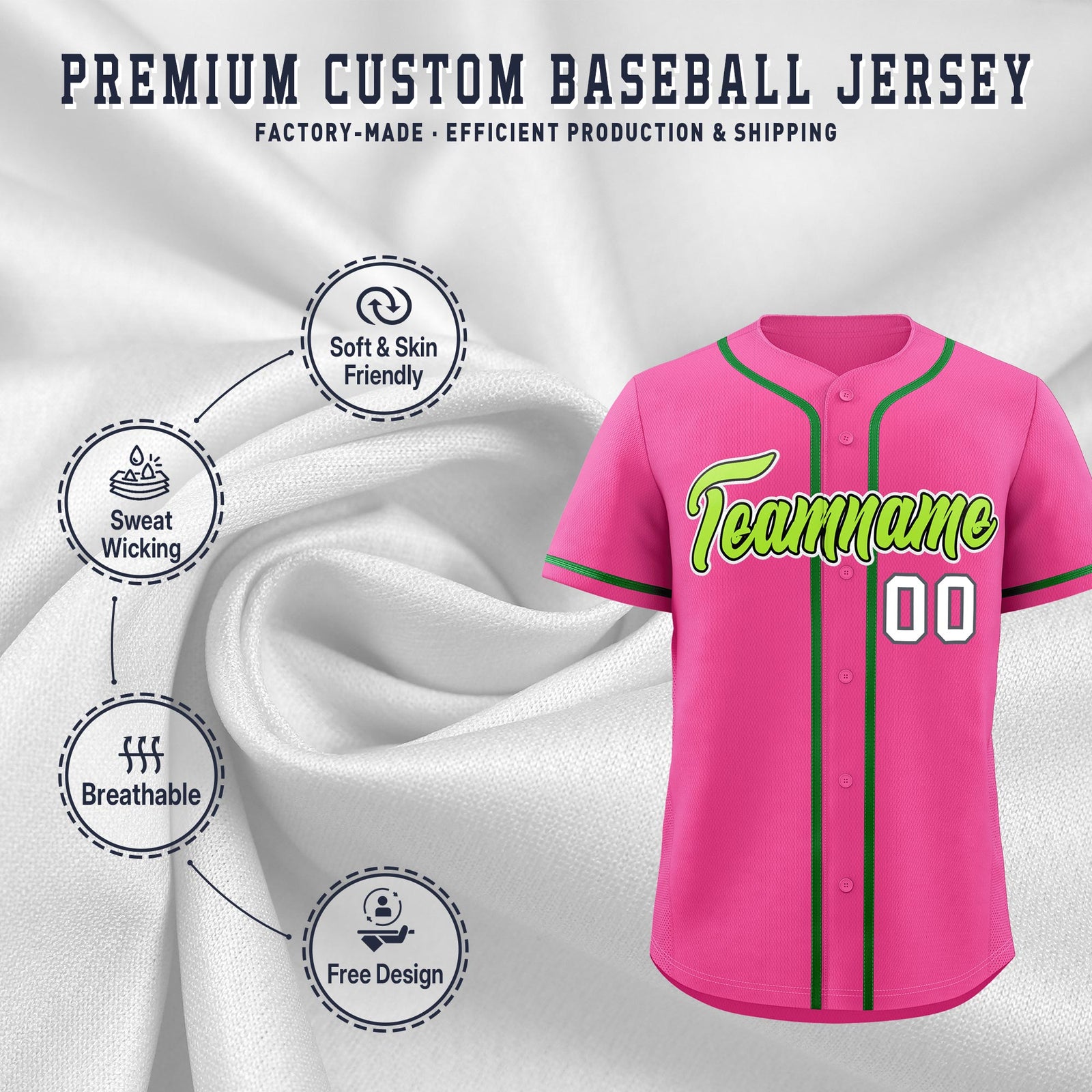Custom Pink Classic Style Stitched Sports Uniform Personalized For Teams Quick Dry Baseball Jersey| KXKSHOP