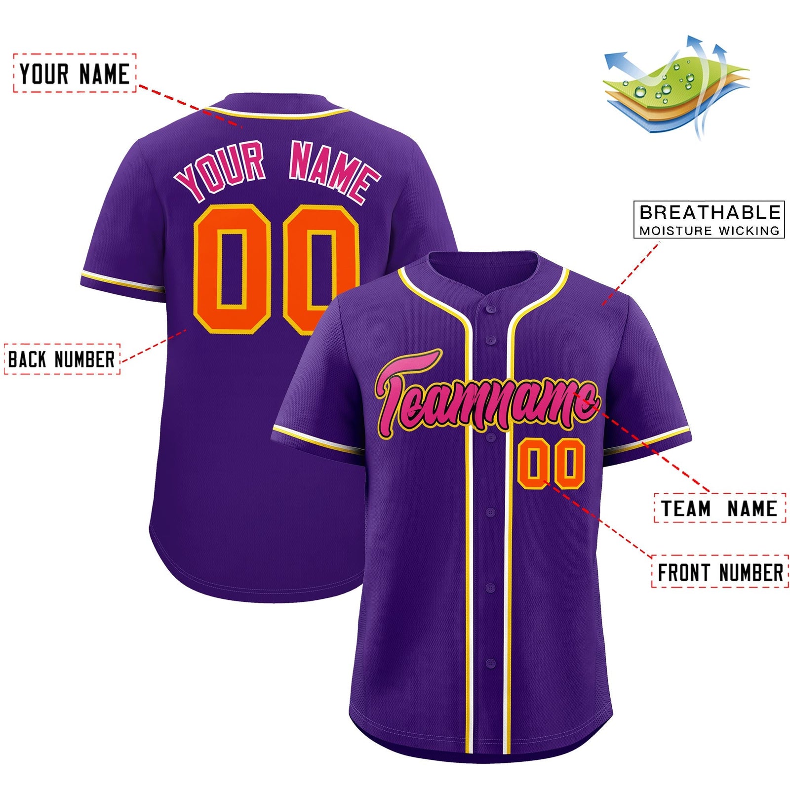 Custom Purple Classic Style Stitched Sports Uniform Personalized For Teams Quick Dry Baseball Jersey| KXKSHOP