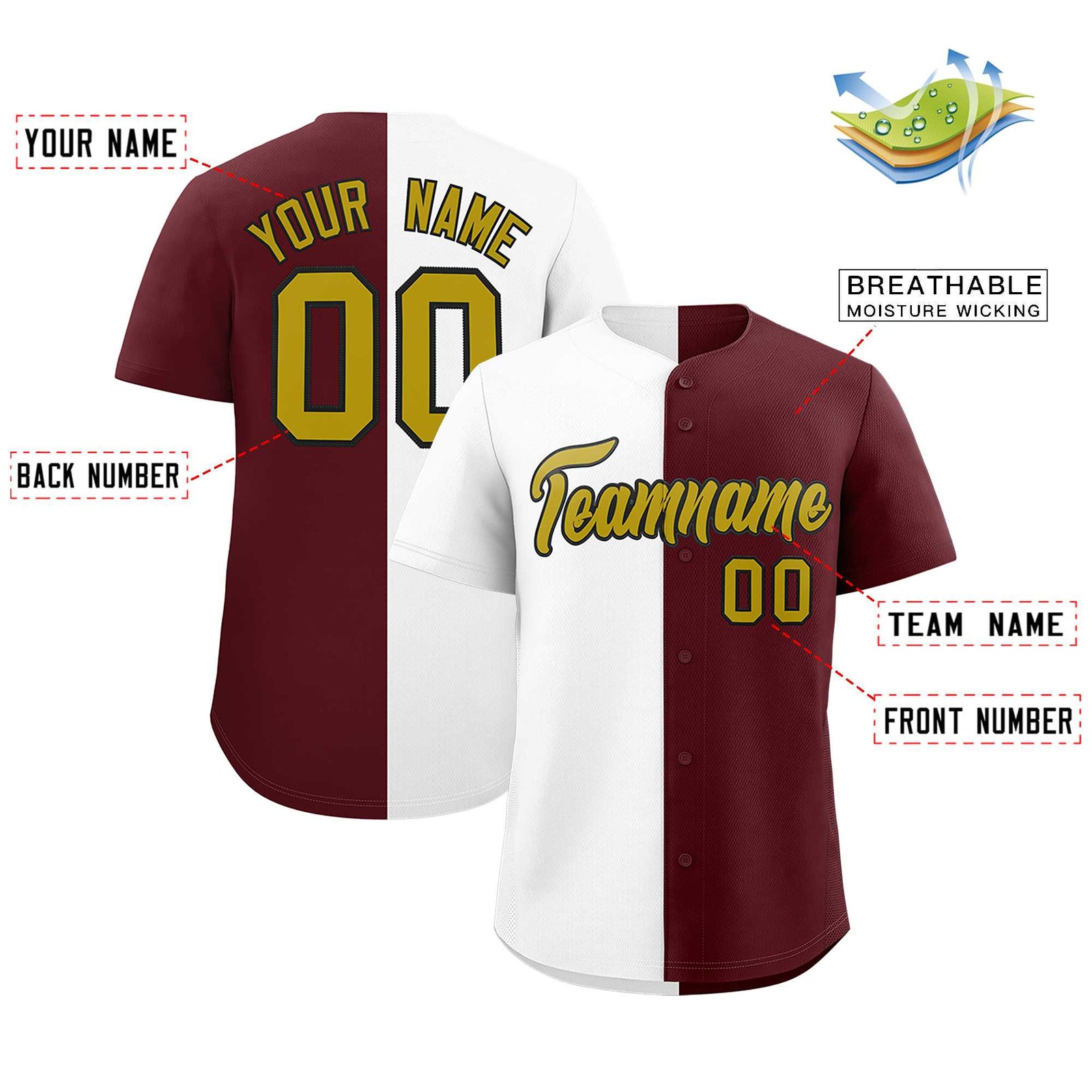 Custom White Burgundy Two Tone Striped Fashion Authentic Baseball Jersey