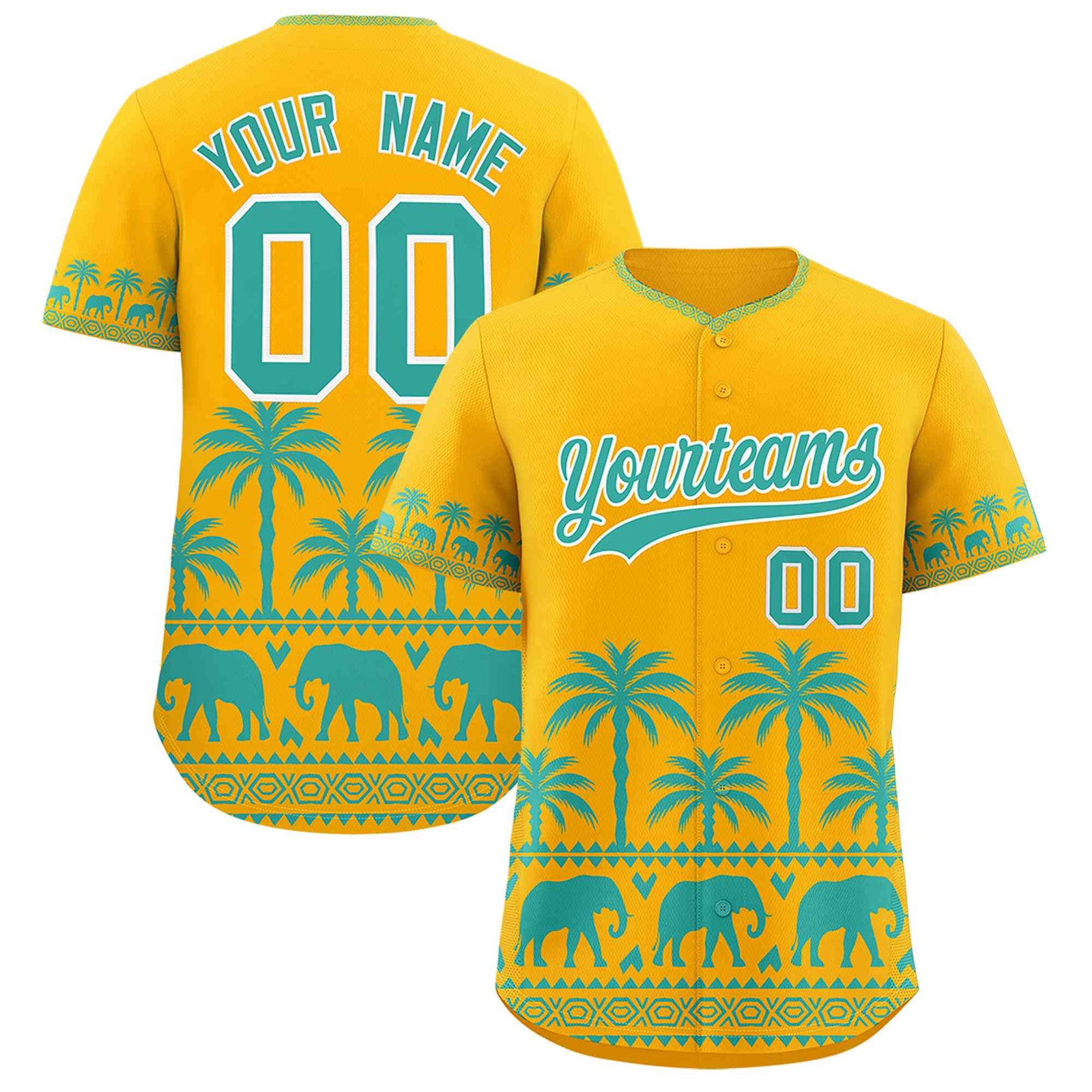 Custom Gold Bright Green Graffiti Pattern Personalized Bossinia Style Authentic Baseball Jersey