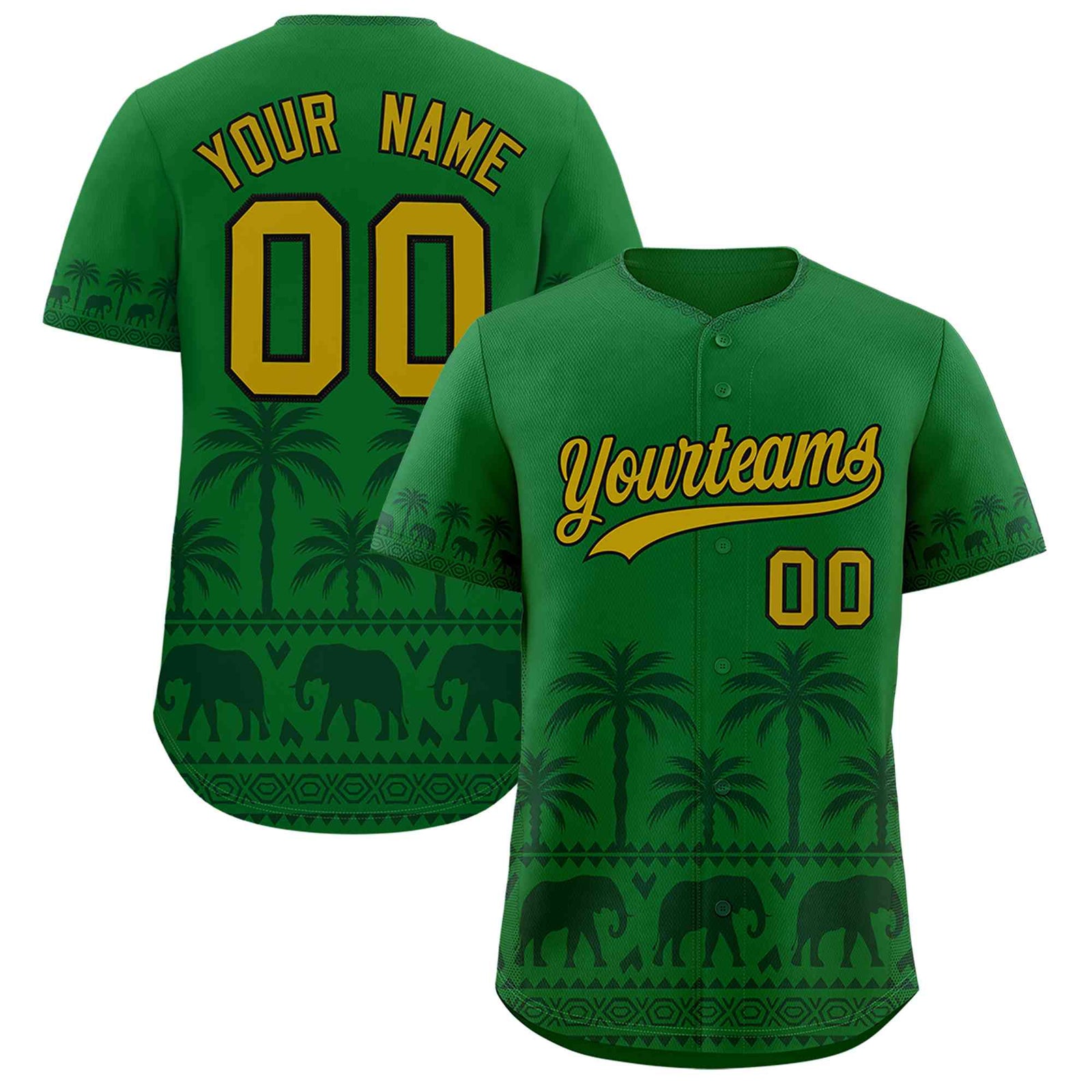 Custom Kelly Green Green Graffiti Pattern Personalized Bossinia Style Authentic Baseball Jersey