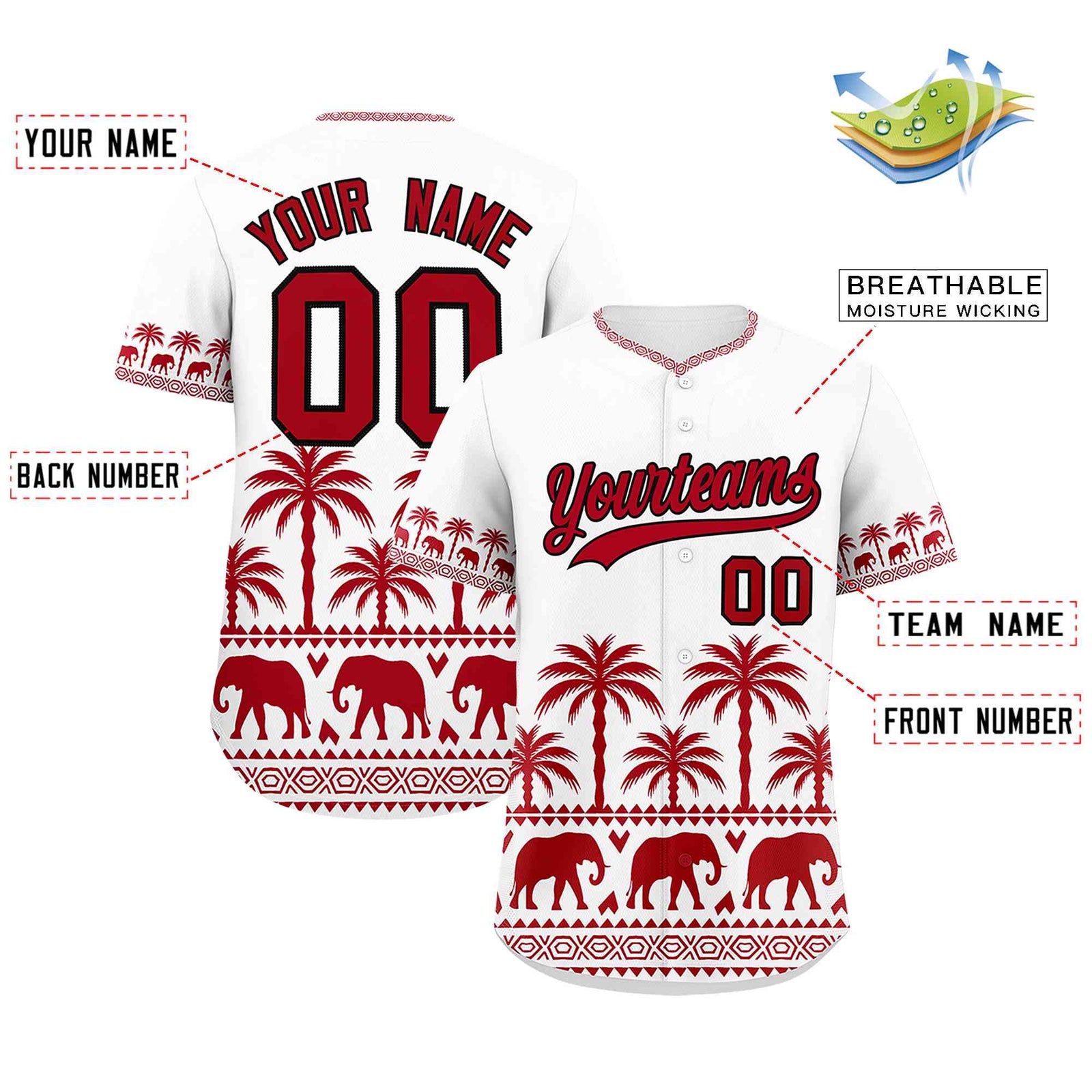 Custom White Red Graffiti Pattern Personalized Bossinia Style Authentic Baseball Jersey