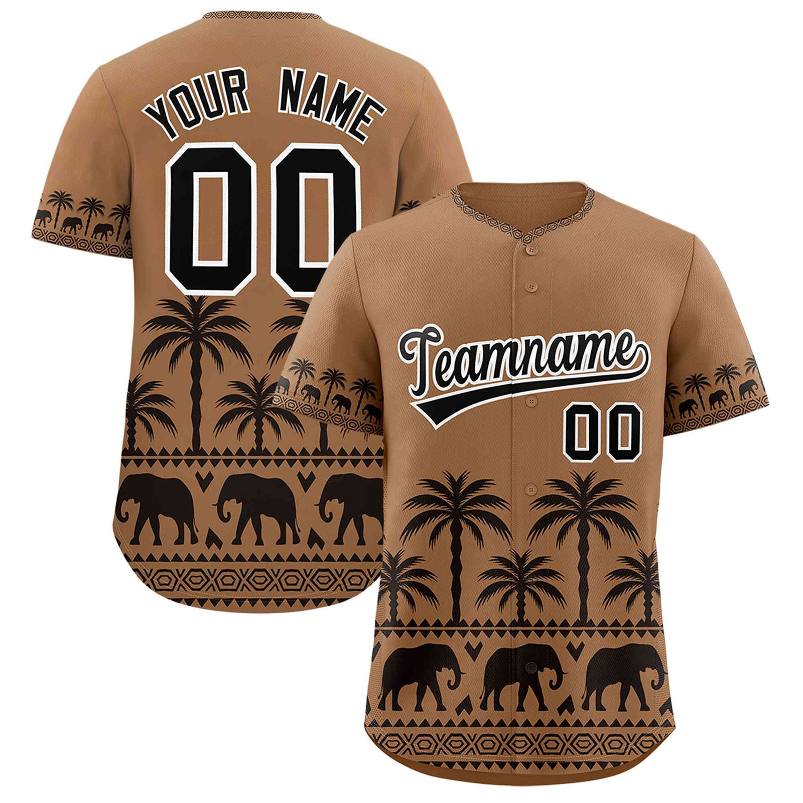 Custom Light Brown Black Graffiti Pattern Personalized Bossinia Style Authentic Baseball Jersey