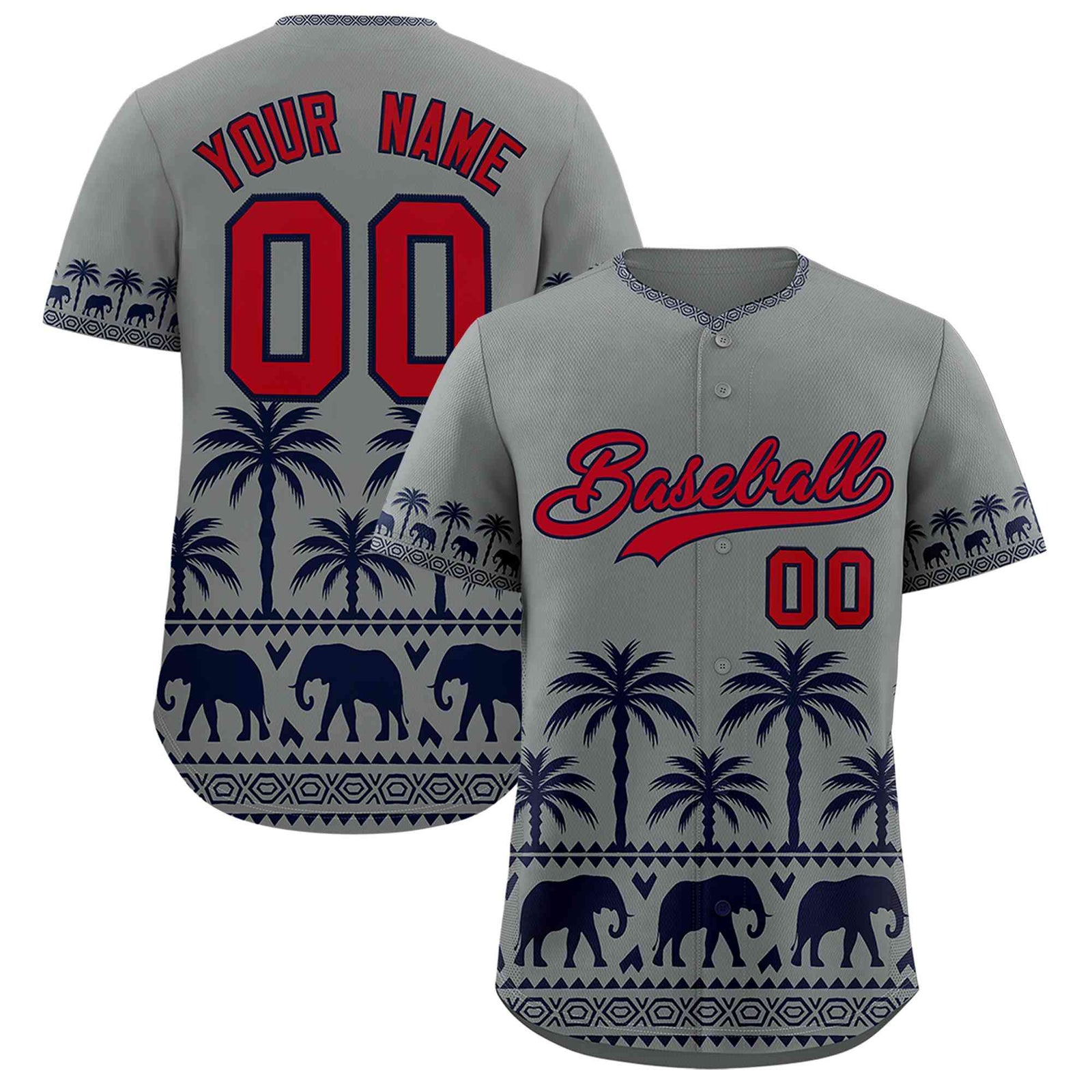 Custom Gray Navy Graffiti Pattern Personalized Bossinia Style Authentic Baseball Jersey