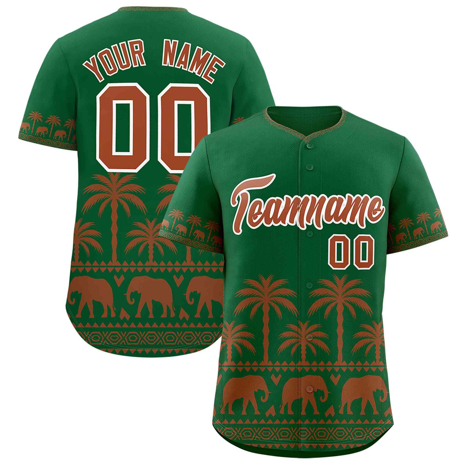Custom Kelly Green Texas Orange Graffiti Pattern Personalized Bossinia Style Authentic Baseball Jersey