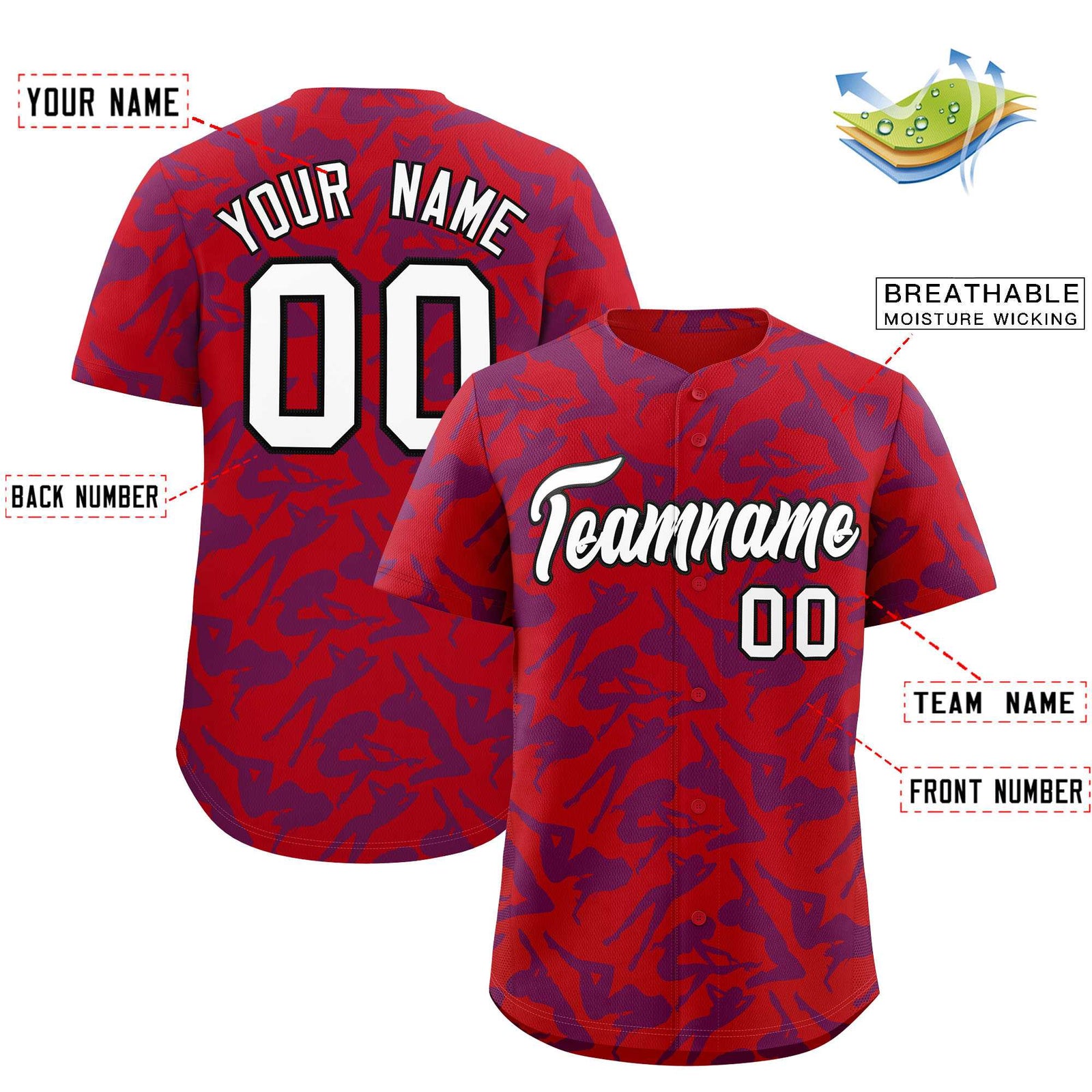 Custom Red Purple Playboy Graffiti Pattern Authentic Baseball Jersey