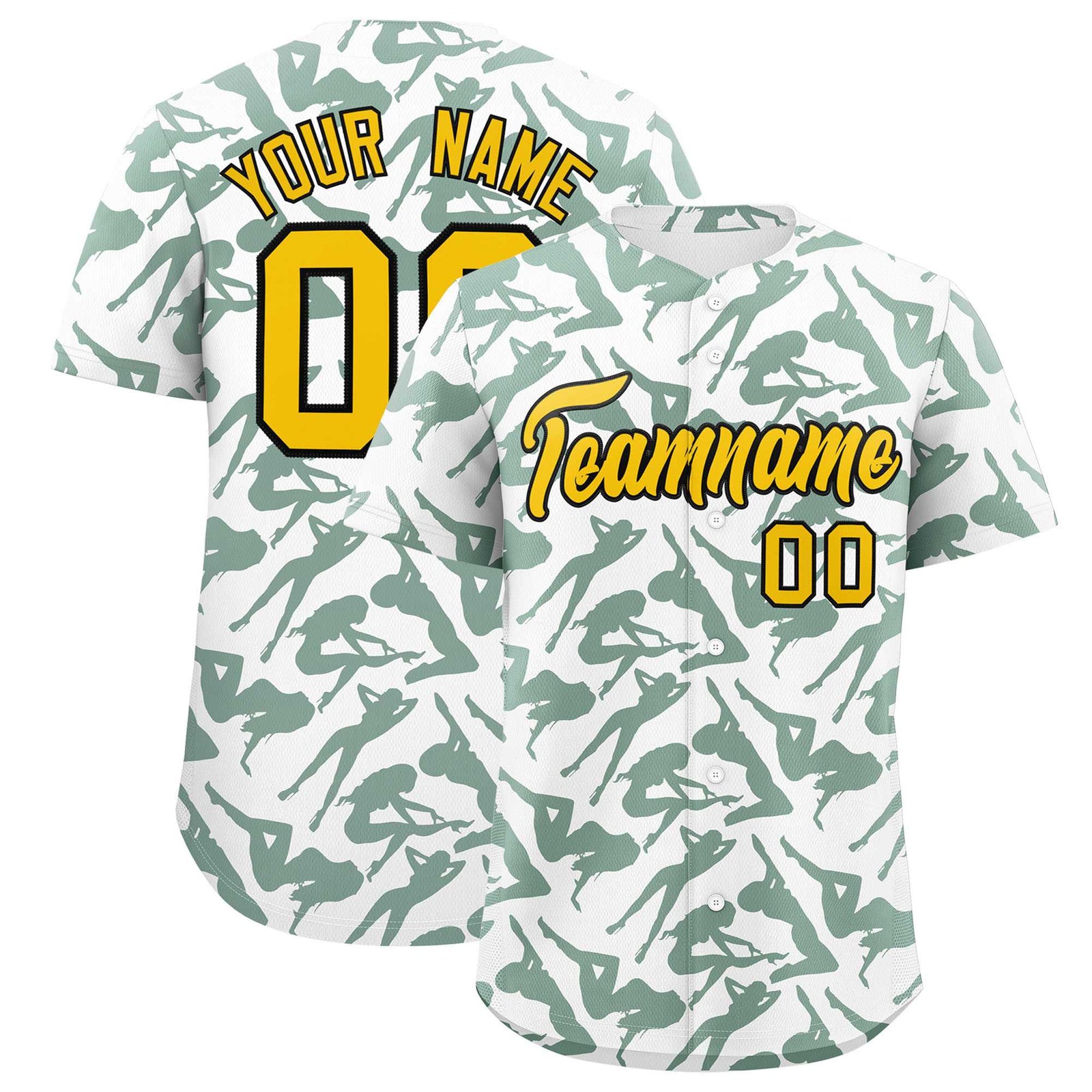 Custom White Green Playboy Graffiti Pattern Authentic Baseball Jersey