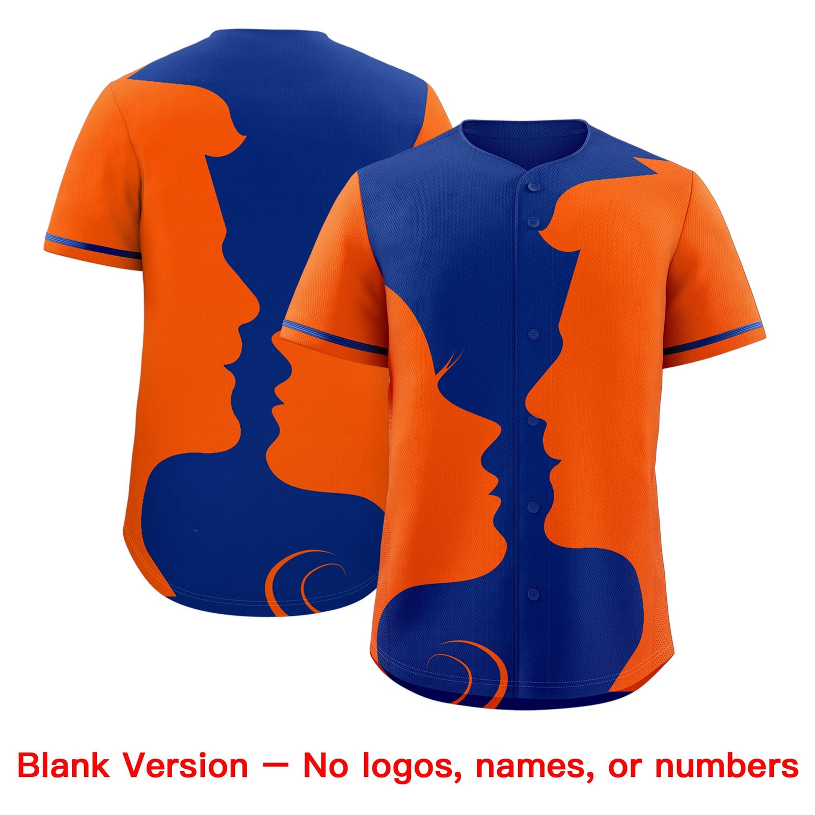 Custom Royal Orange Silhouettes of Loving Couple Valentine's Day Baseball Jersey| KXKSHOP