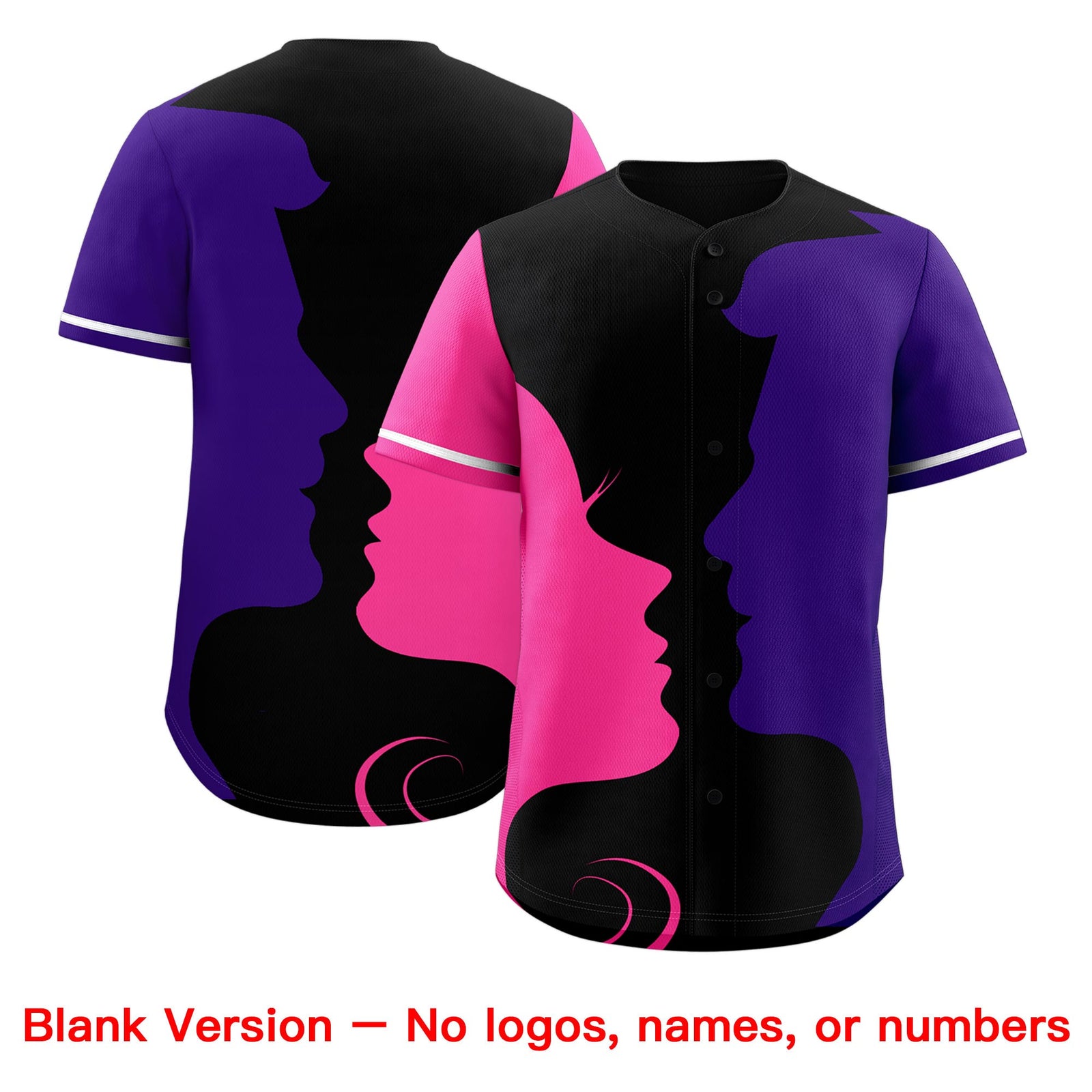 Custom White Pink Purple Silhouettes of Loving Couple Valentine's Day Baseball Jersey| KXKSHOP