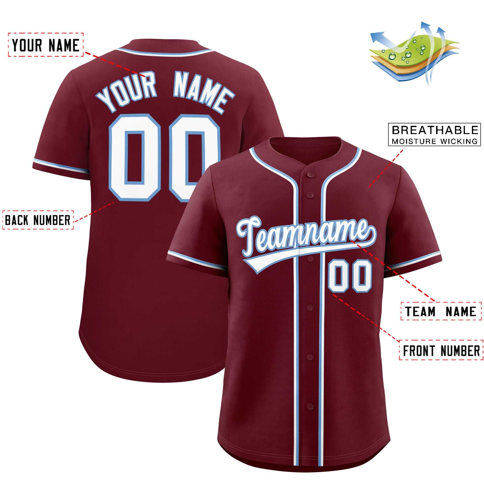 Custom Maroon Classic Style Authentic Baseball Jersey