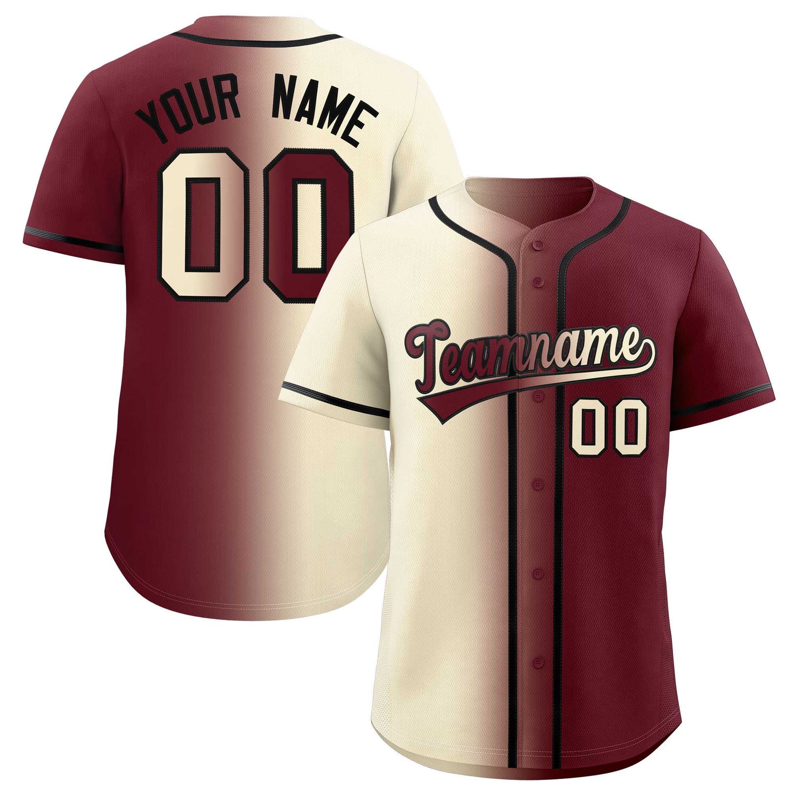 Custom Cream Maroon Two Tone Gradient Fashion Authentic Baseball Jersey