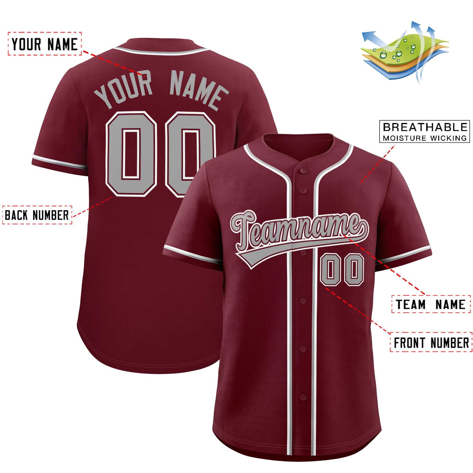 Custom Maroon Classic Style Authentic Baseball Jersey