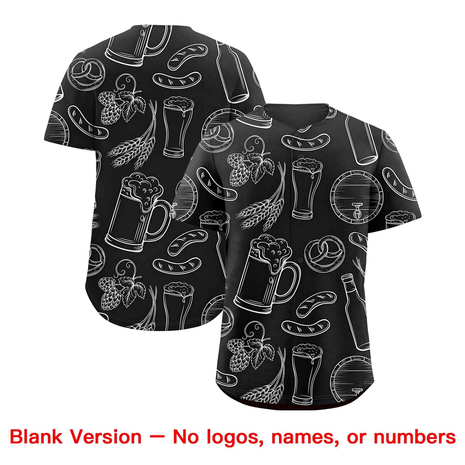 Custom Black White National Beer Day Personalized Beer Pattern Baseball Jersey | Suitable For Groups Or Parties | KXKSHOP