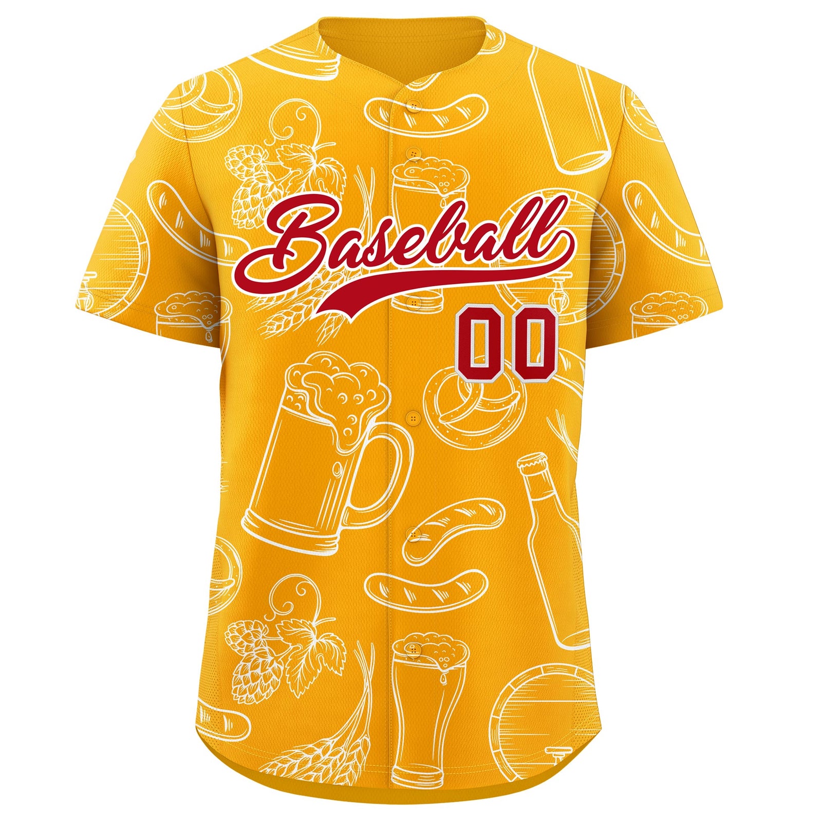 Custom Orange White National Beer Day Personalized Beer Pattern Baseball Jersey | Suitable For Groups Or Parties | KXKSHOP