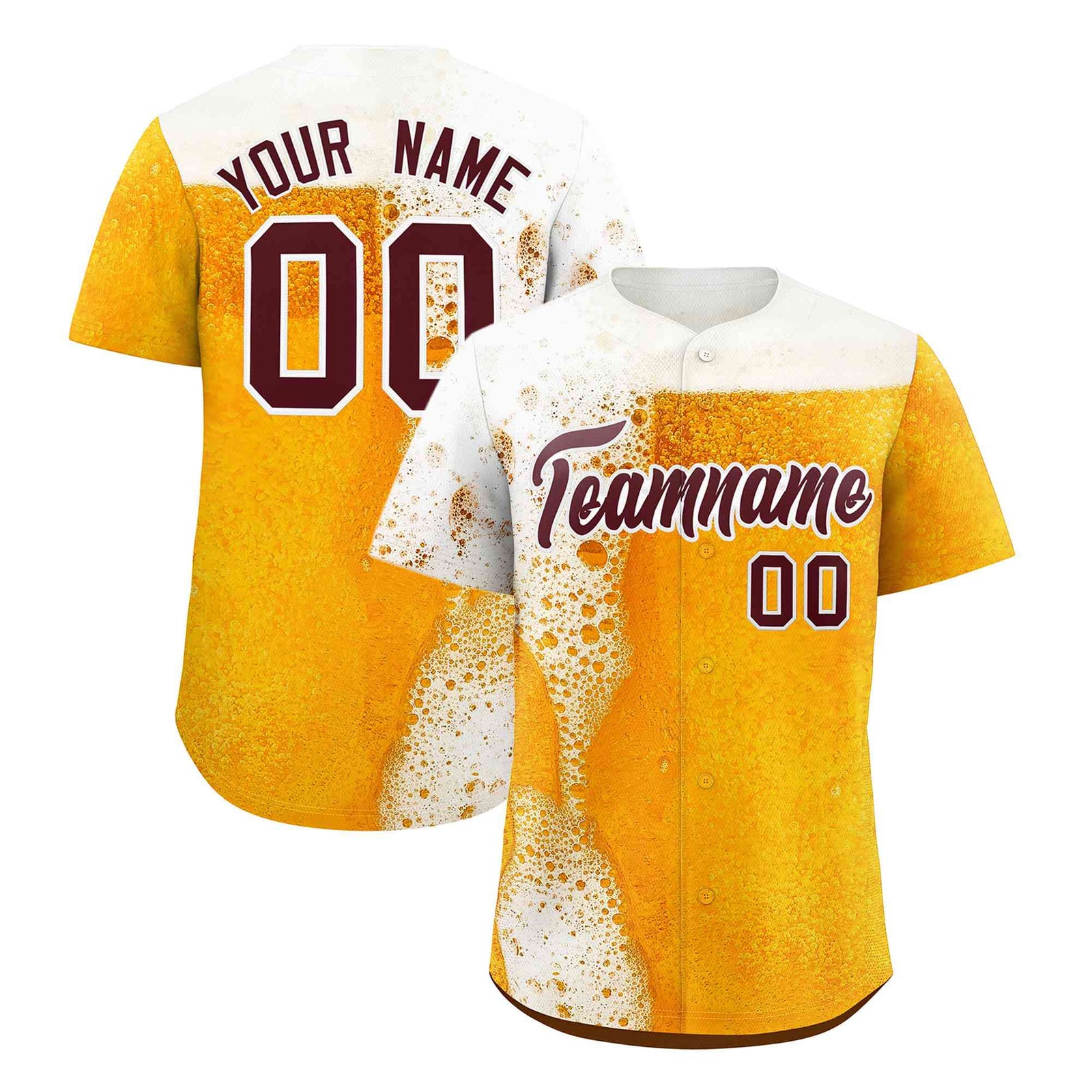 Custom Orange White National Beer Day Personalized Beer Pattern Baseball Jersey | Suitable For Groups Or Parties | KXKSHOP