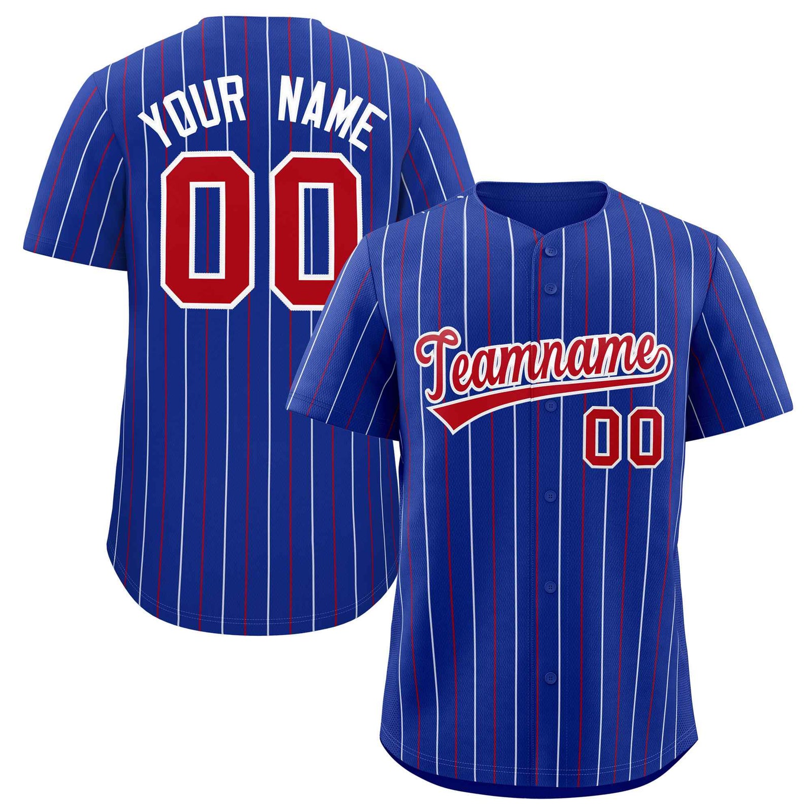 Custom Royal Red and White Bi-Color Stripes Fashion Authentic Baseball Jersey