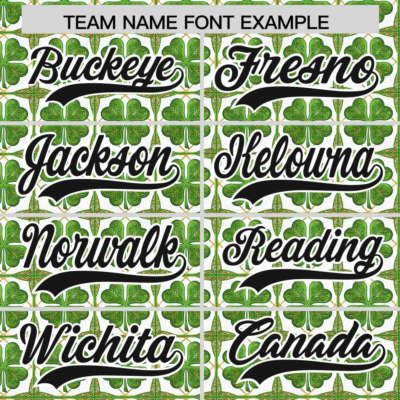 Custom White Black St.Patrick's Day Personalized Four Leaf Clover Pattern Baseball Jersey