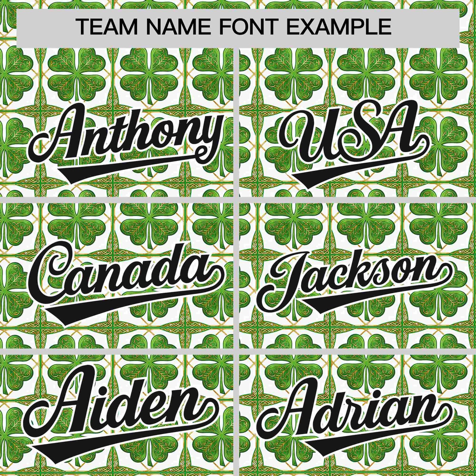 Custom White Black St.Patrick's Day Personalized Four Leaf Clover Pattern Baseball Jersey| KXKSHOP