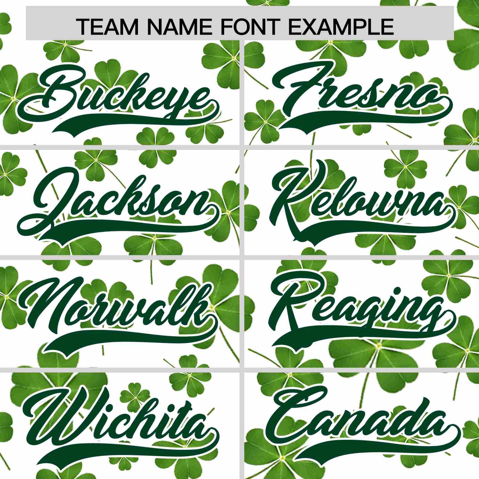 Custom White Green St.Patrick's Day Personalized Four Leaf Clover Pattern Baseball Jersey