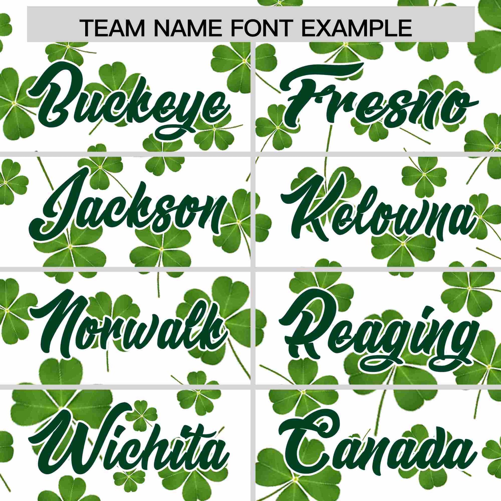 Custom White Green St.Patrick's Day Personalized Four Leaf Clover Pattern Baseball Jersey