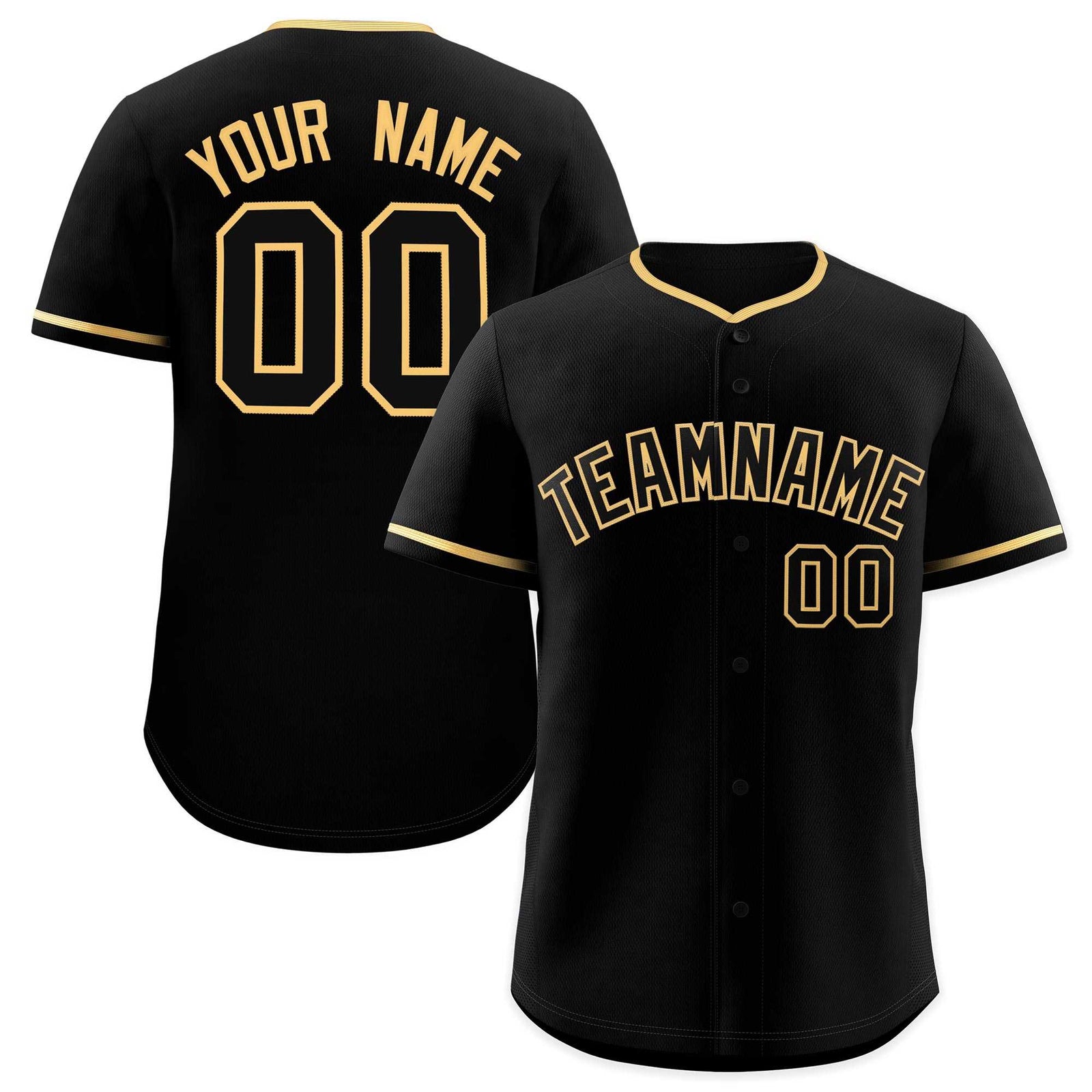 Custom Black Old Gold Classic Style Authentic Baseball Jersey