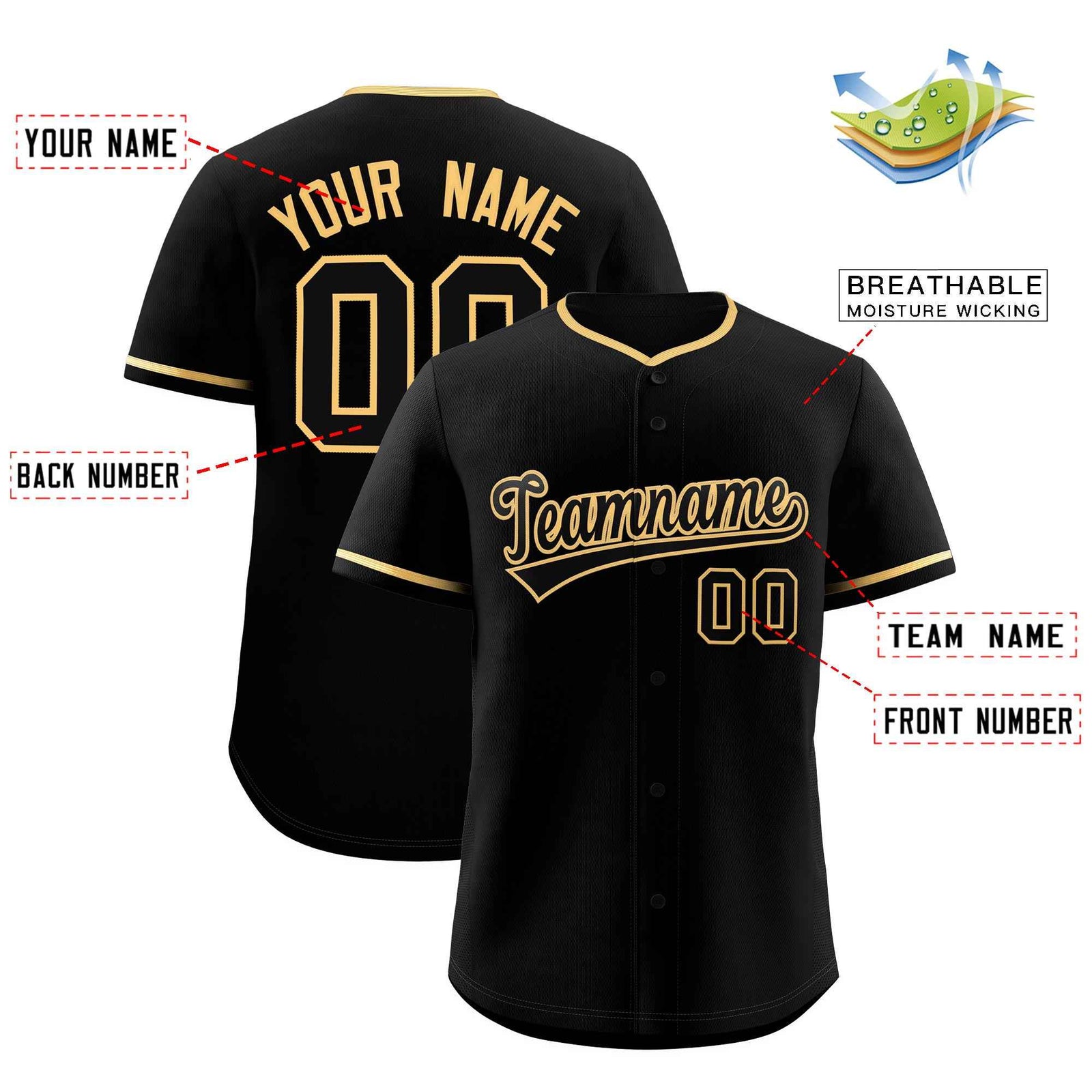 Custom Black Old Gold Classic Style Authentic Baseball Jersey| KXKSHOP