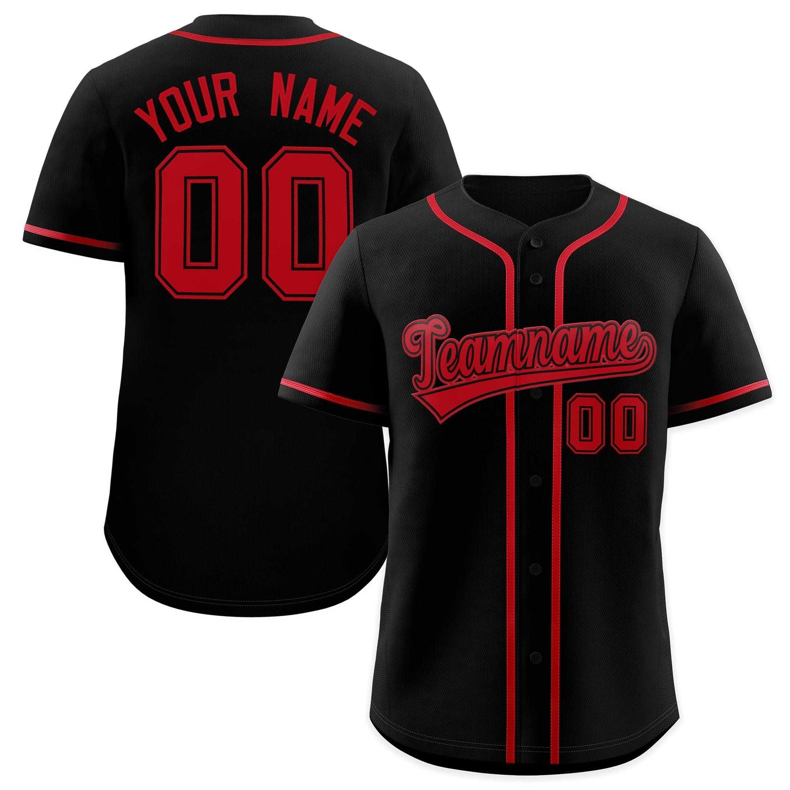 Custom Black Red Classic Style Authentic Baseball Jersey| KXKSHOP