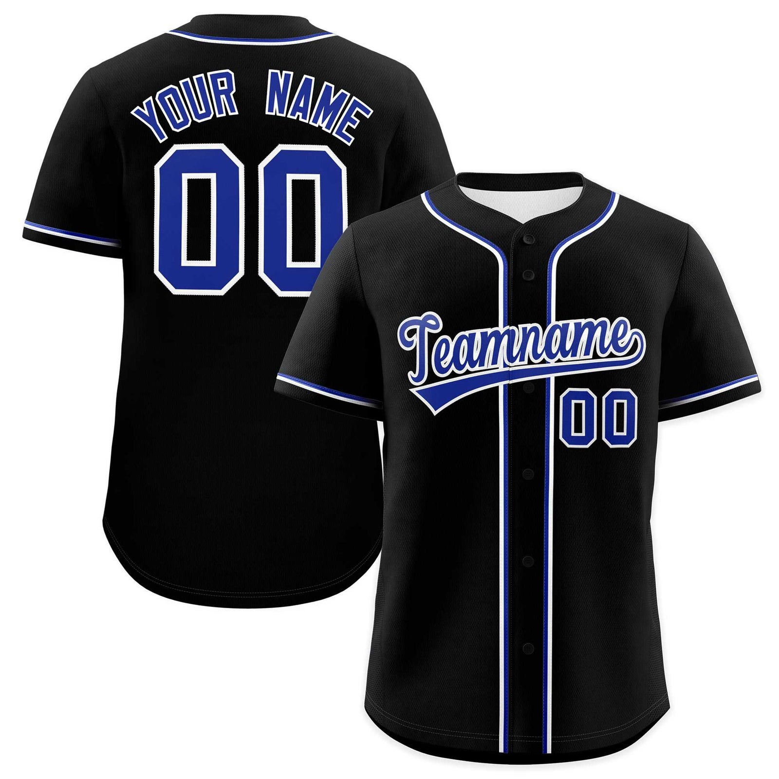 Custom Black Royal Blue Classic Style Authentic Baseball Jersey| KXKSHOP