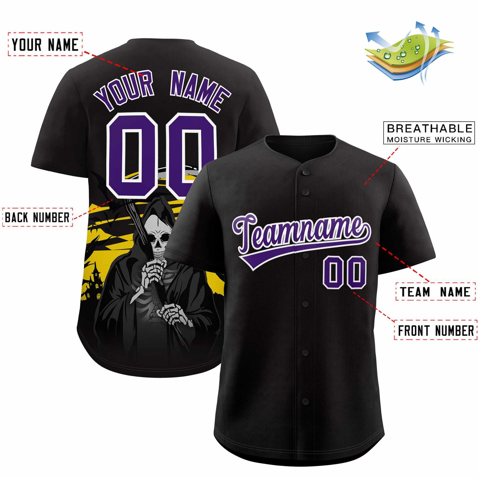 Custom Multi Color Halloween Authentic Baseball Jersey