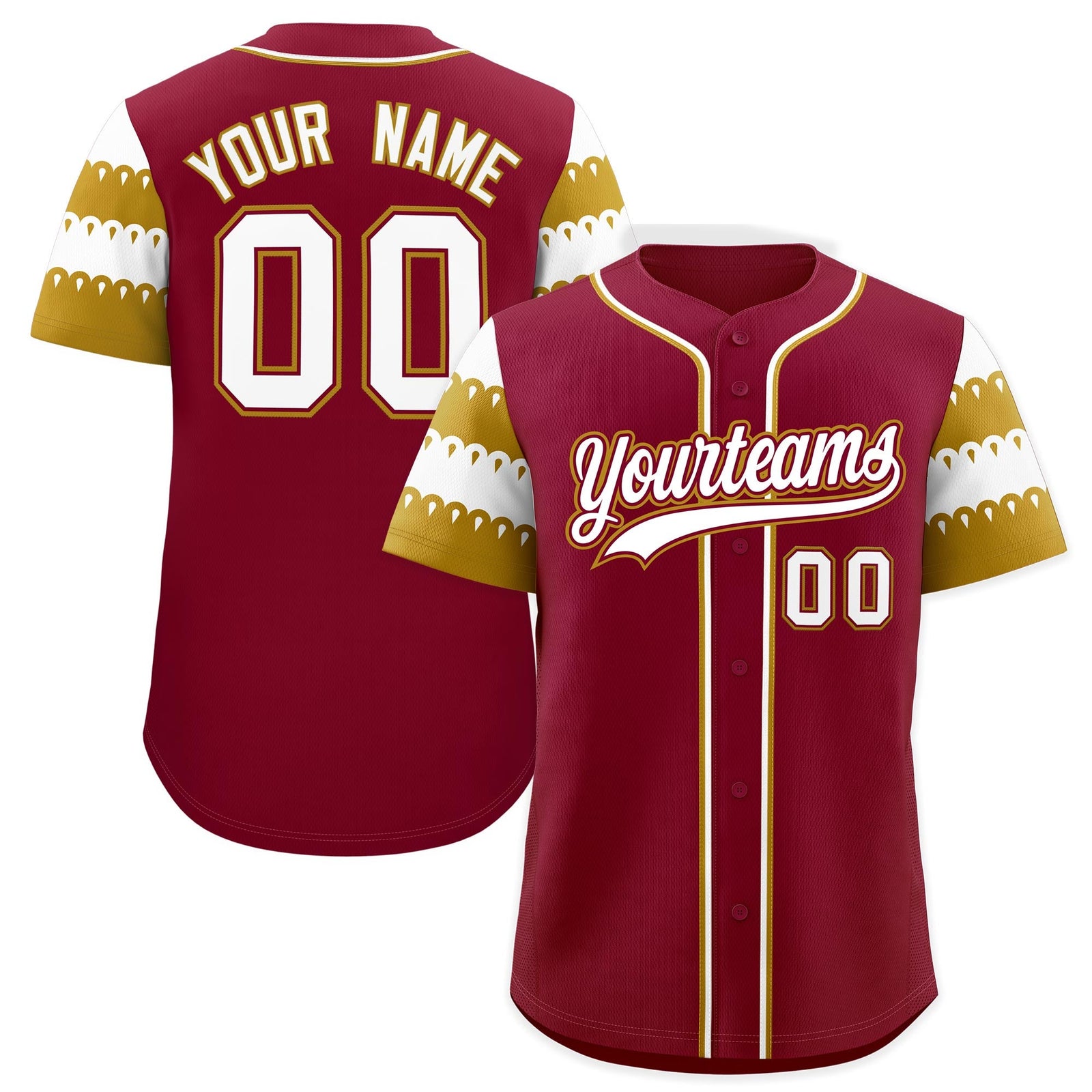 Custom Crimson Old Gold White Sleeve Flag Lace Baseball Jersey | Sublimation Printed & Embroidery,Add Name and Numbern,Perfect for Teams | KXKSHOP