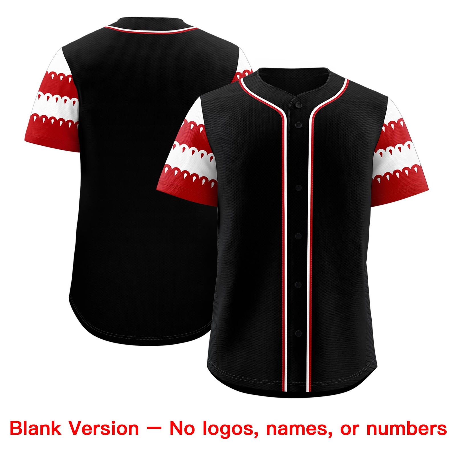 Custom Black Red White Sleeve Flag Lace Baseball Jersey | Sublimation Printed & Embroidery,Add Name and Numbern,Perfect for Teams | KXKSHOP