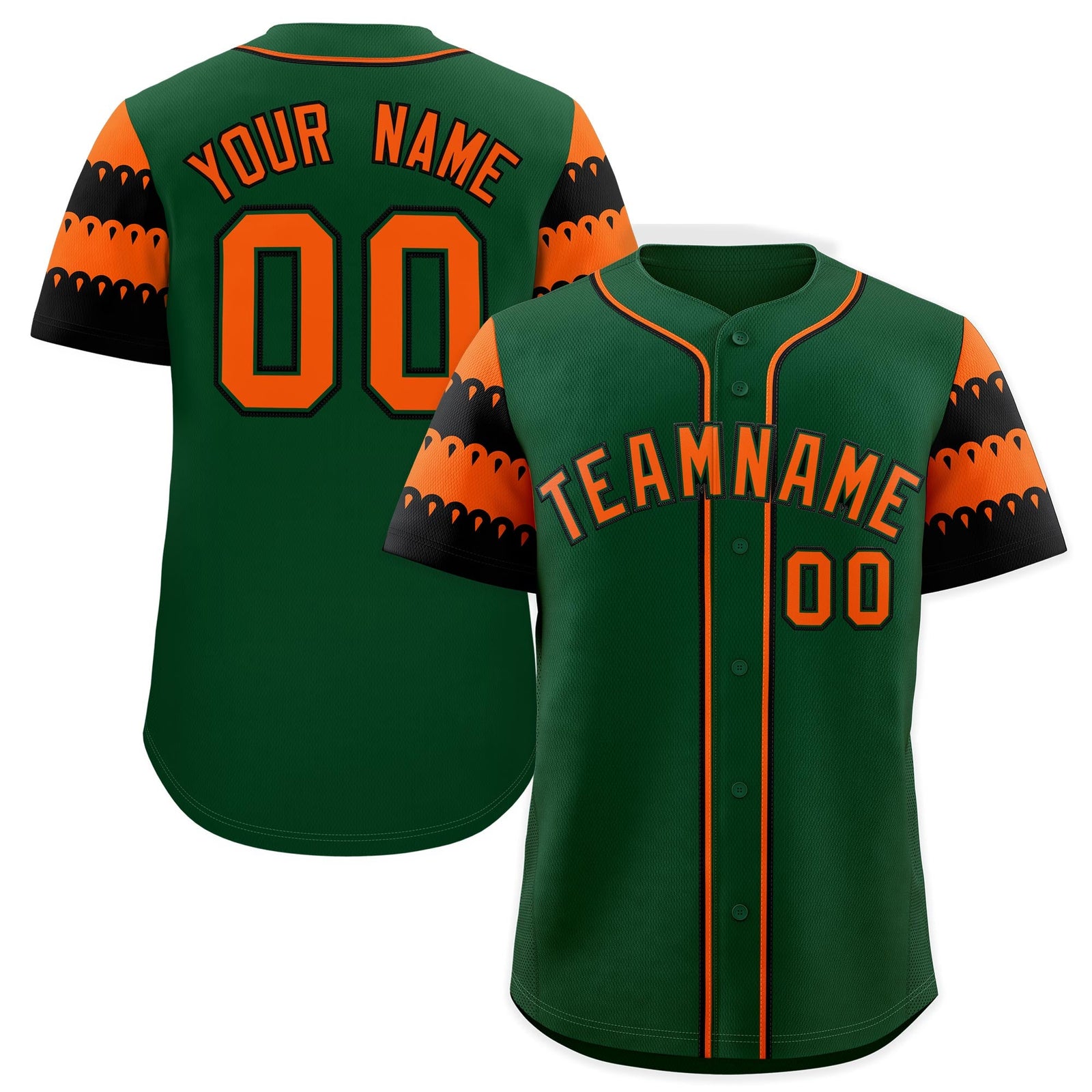 Custom Green Orange Black Sleeve Flag Lace Baseball Jersey | Sublimation Printed & Embroidery,Add Name and Numbern,Perfect for Teams | KXKSHOP