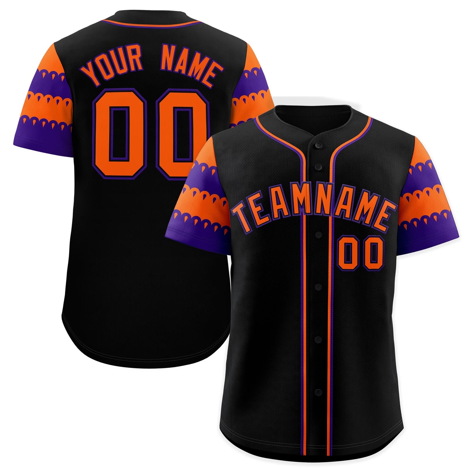 Custom Black Orange Purple Sleeve Flag Lace Baseball Jersey | Sublimation Printed & Embroidery,Add Name and Numbern,Perfect for Teams | KXKSHOP